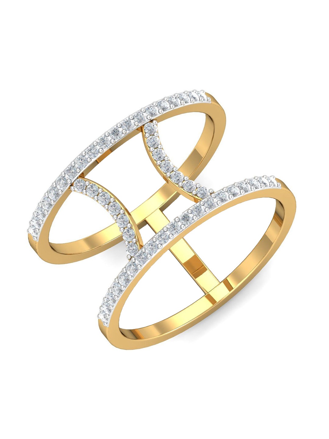 

KUBERBOX Elizabeth Open 18KT Gold Diamond Studded Ring - 3.68gm