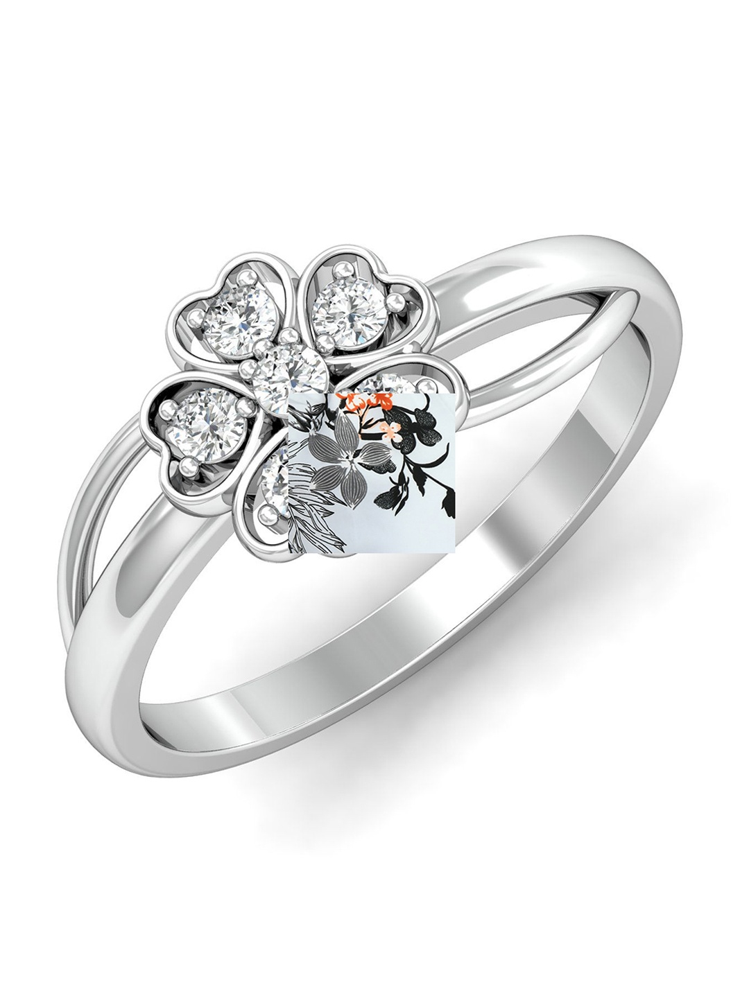 

KUBERBOX Graceful 18KT White Gold Diamond-Studded Finger Ring-3.06gm, Silver