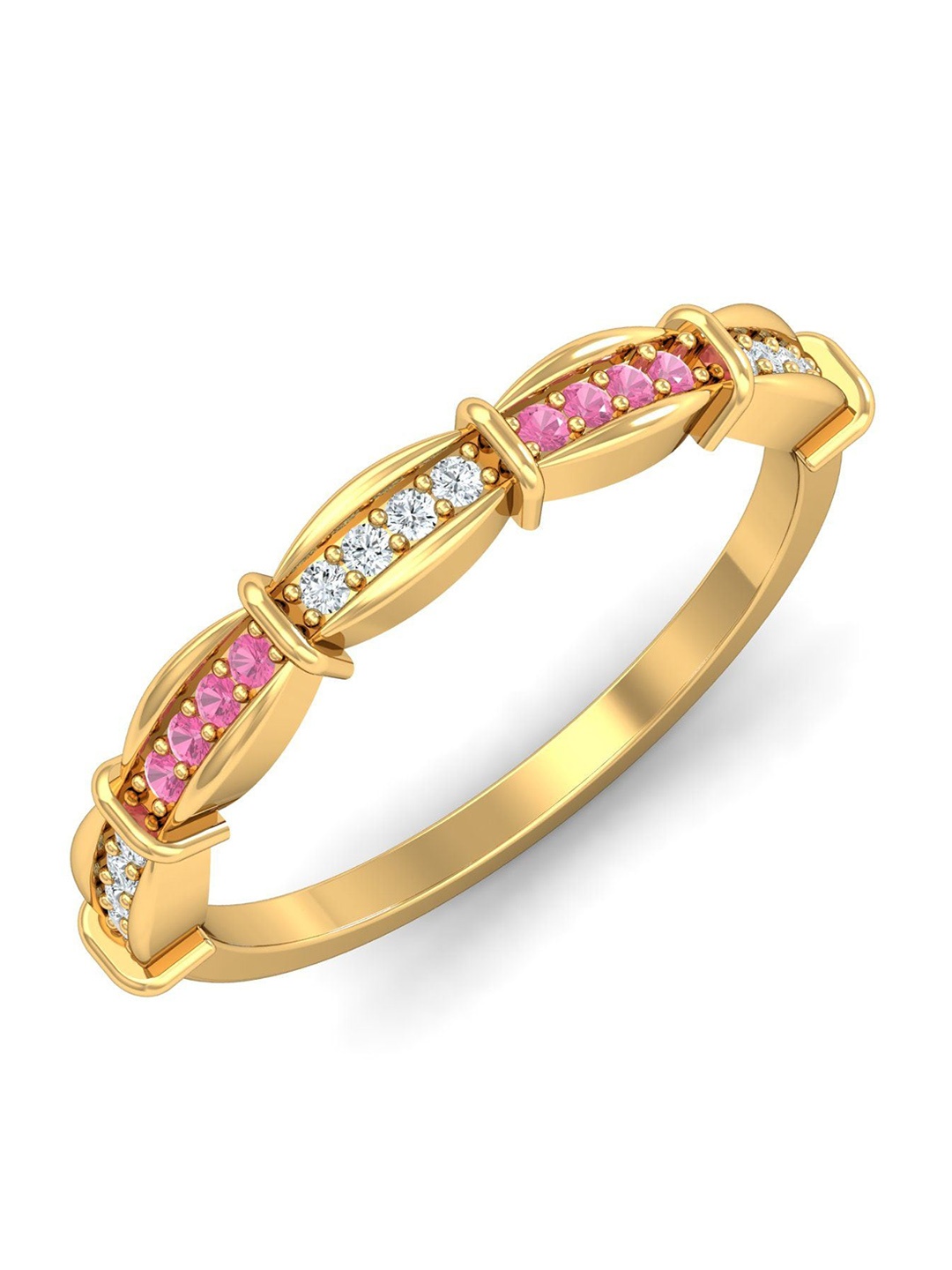 

KUBERBOX 18KT Gold Diamond-Studded & Sapphire Dual Band Ring - 2.3gm