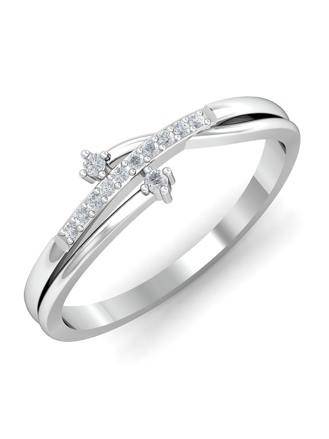 

KUBERBOX Exotic 18KT White Gold Diamond-Studded Finger Ring-2.3gm, Silver