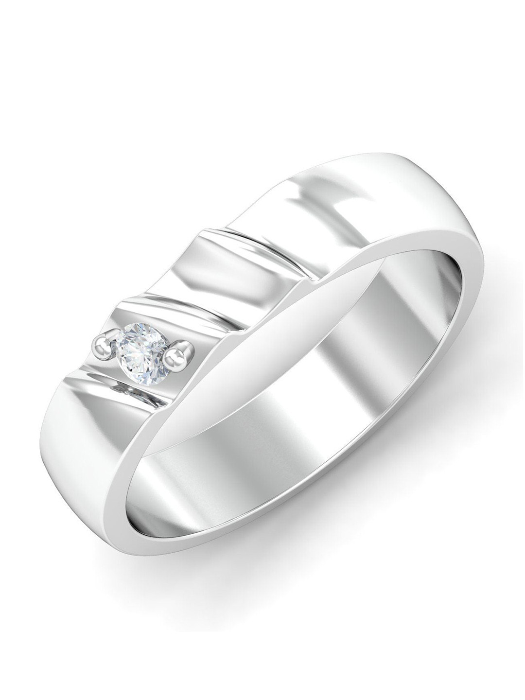 

KUBERBOX 18KT White Gold Diamond Studded Zig Zag Band Ring - 5.34 gm, Silver