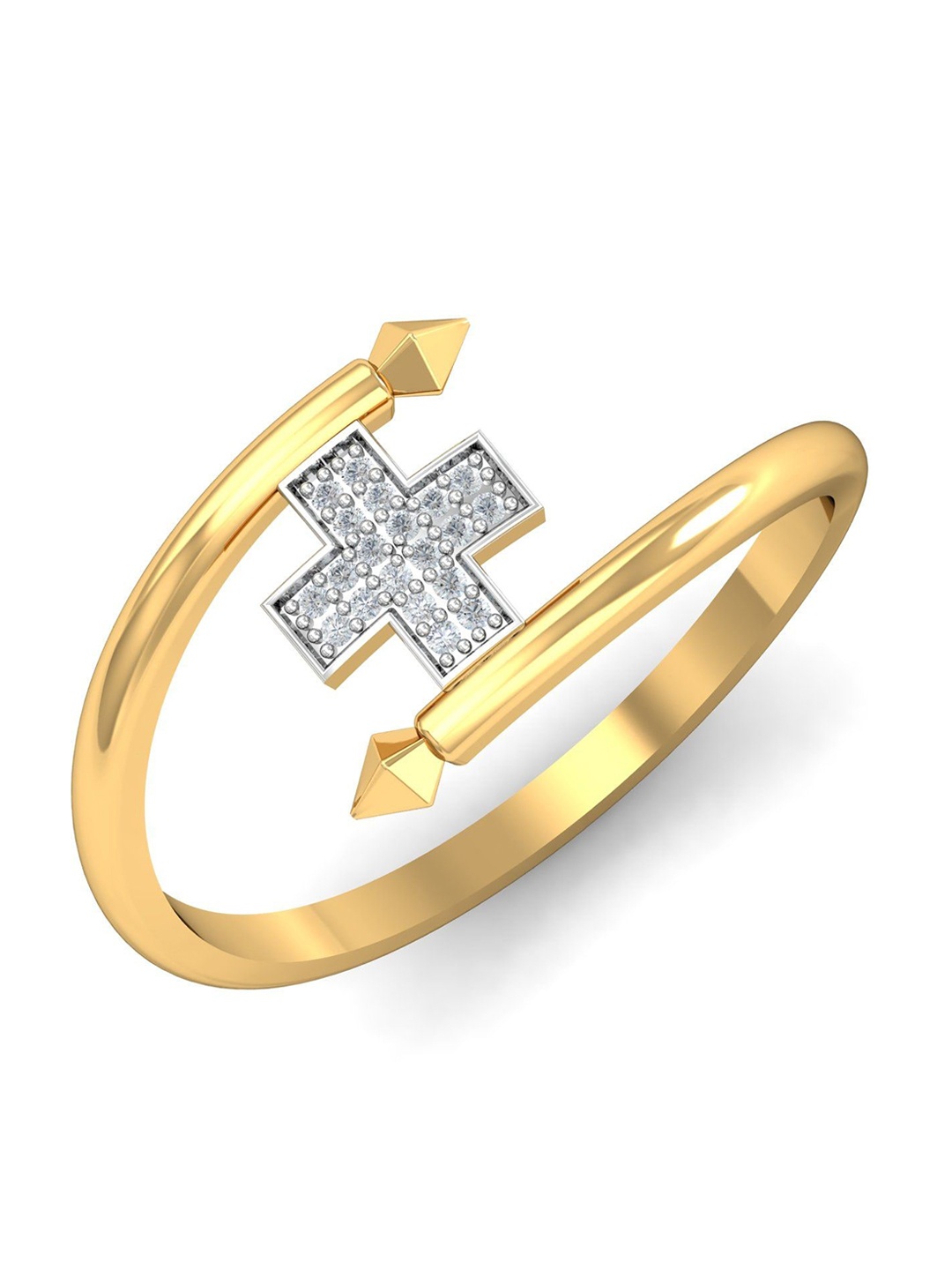 

KUBERBOX Christ 18KT Gold Diamond Studded Ring -2.03g