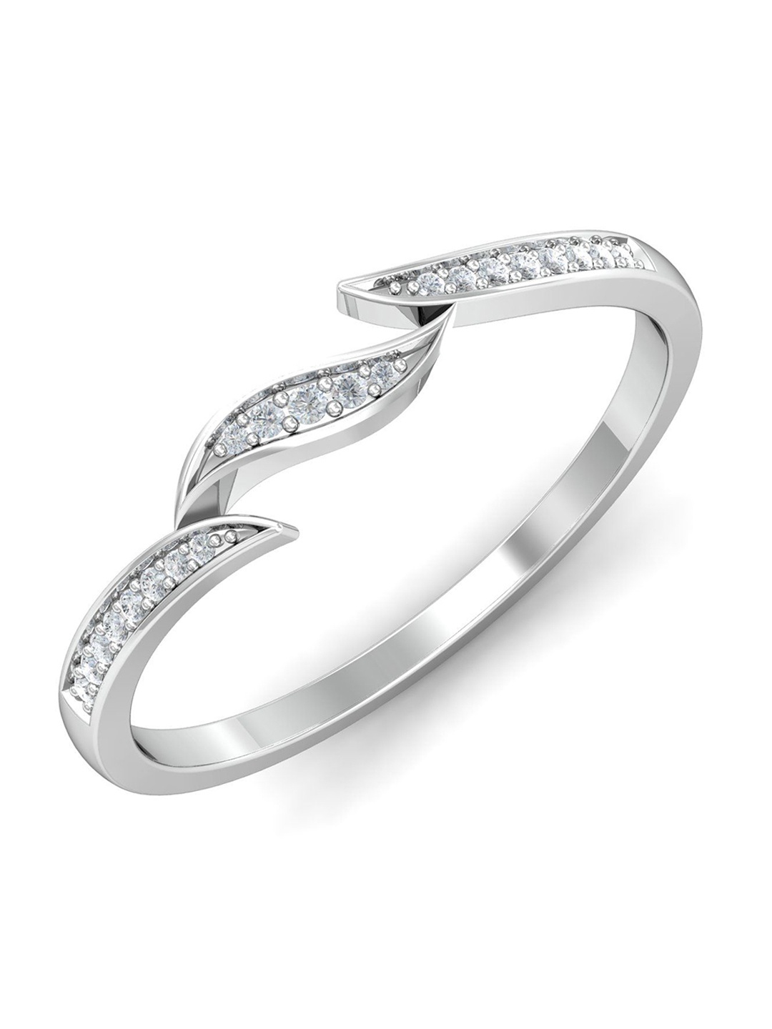 

KUBERBOX Wavy 18KT White Gold Diamond-Studded Ring-1.58gm