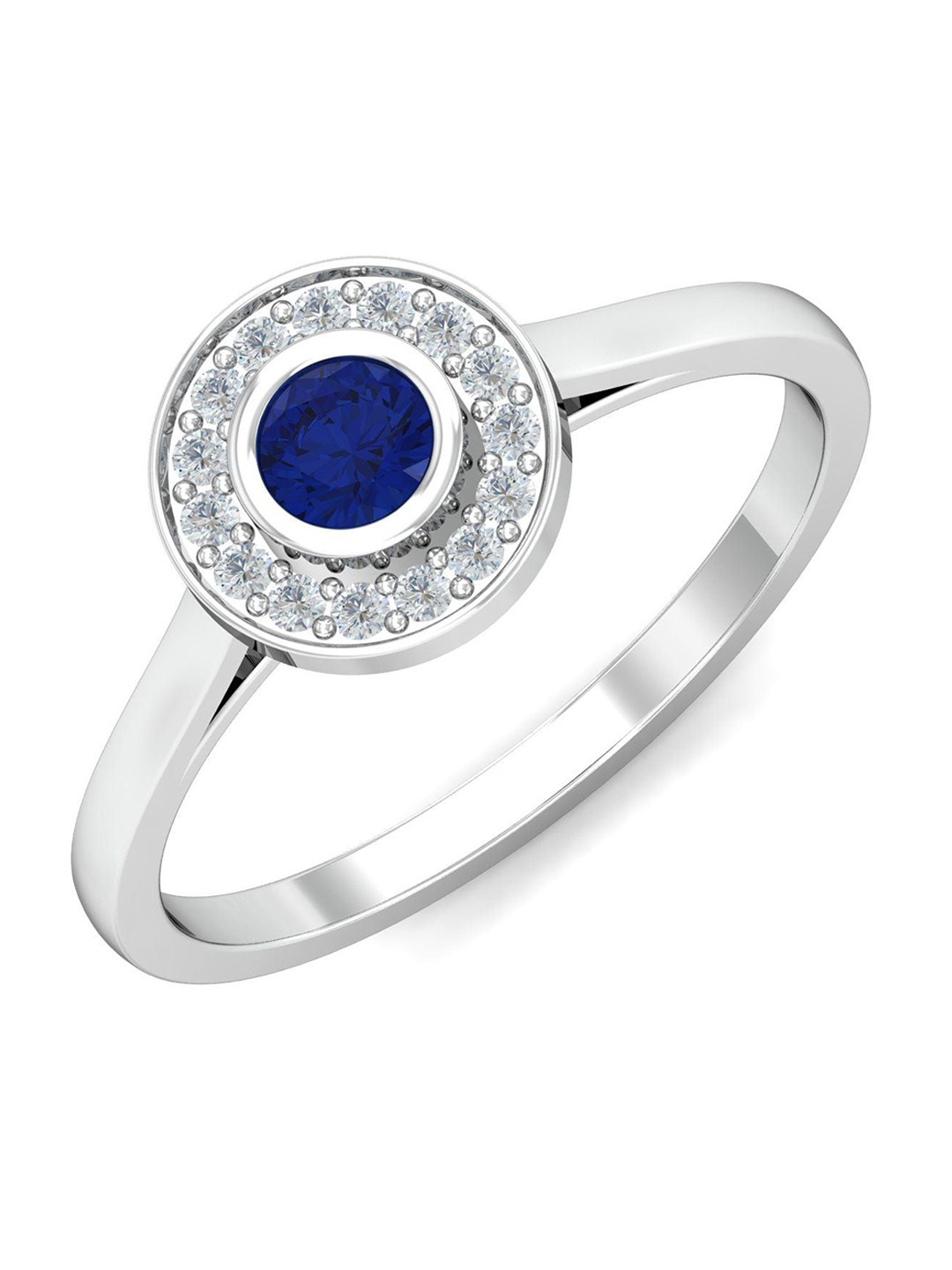 

KUBERBOX Chic 18KT Gold Diamond Sapphire Studded Finger Ring-3.15gm, Silver