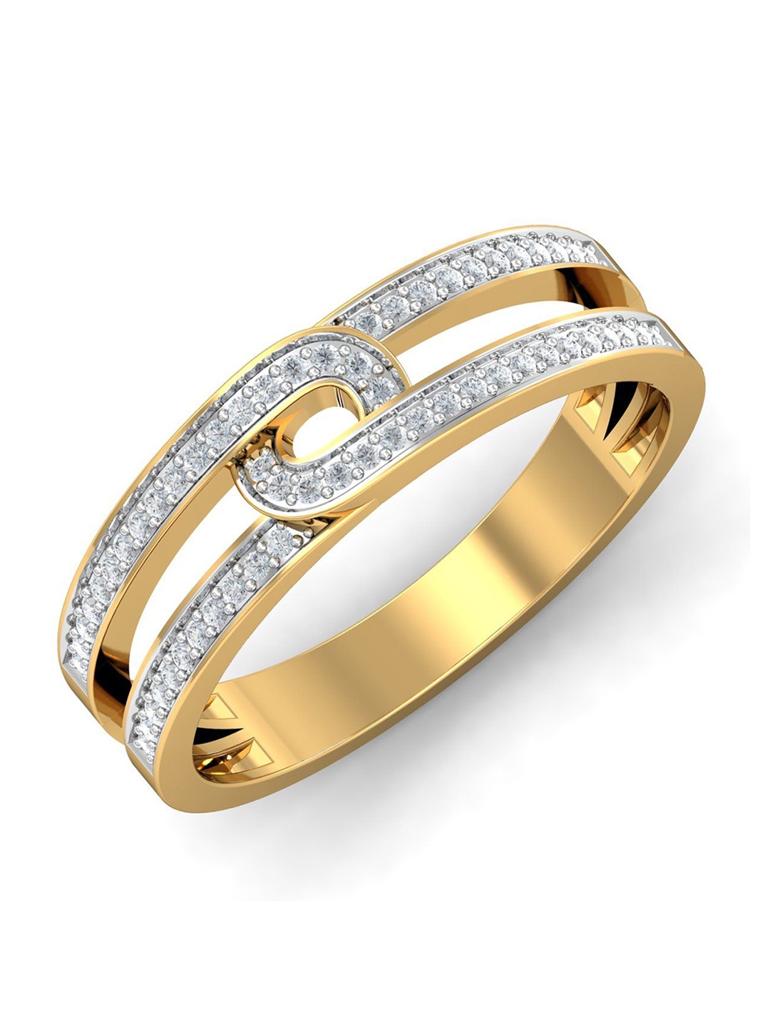 

KUBERBOX Brilliantly Sophisticated 18KT Gold Diamond-Studded Ring- 3.11gm