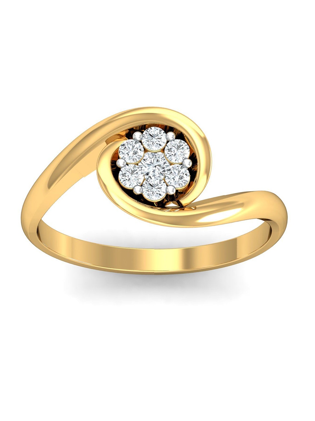 

KUBERBOX Seven 18KT Gold Diamond Studded Finger Ring-3.24gm