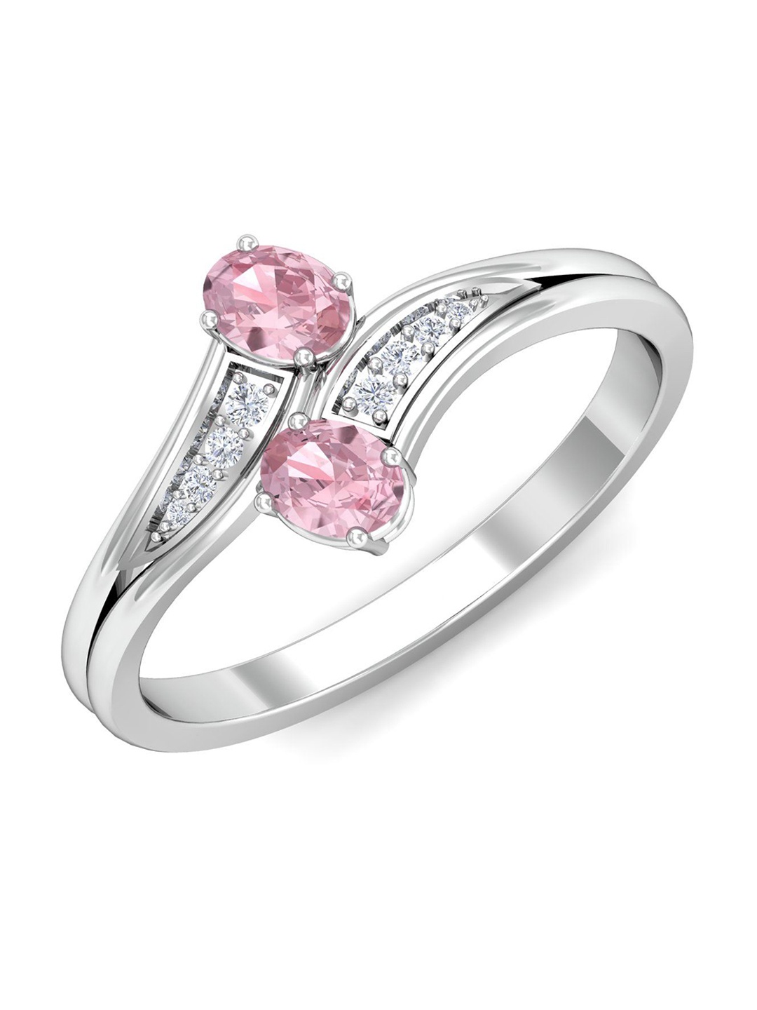 

KUBERBOX 18KT White Gold Diamond-Studded & Quartz Ring-2.9gm, Silver