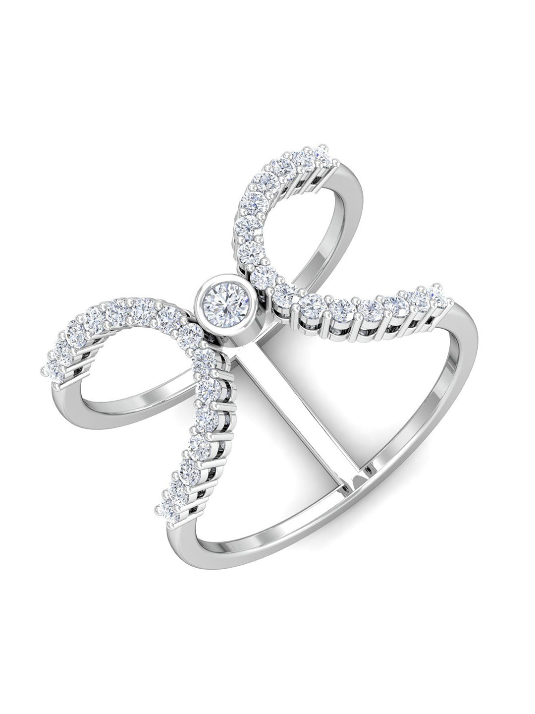 

KUBERBOX Classic 18KT White Gold Diamond-Studded Ring- 3.77gm, Silver