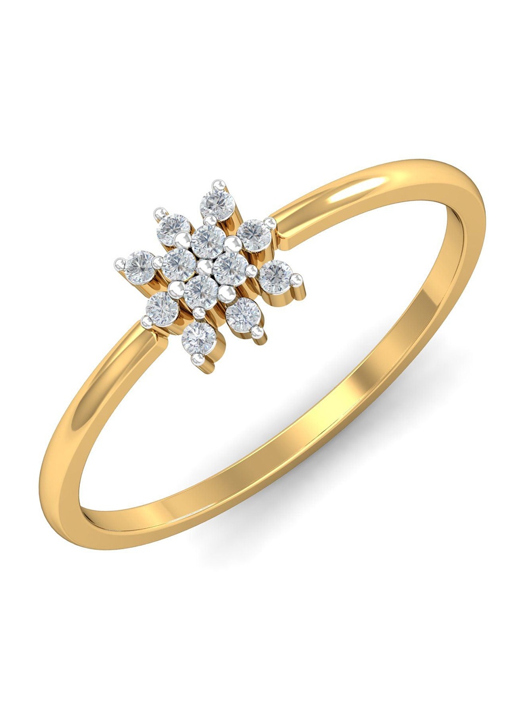 

KUBERBOX Alaine Elegance 18KT Gold Diamond Studded Finger Ring- 1.76gm