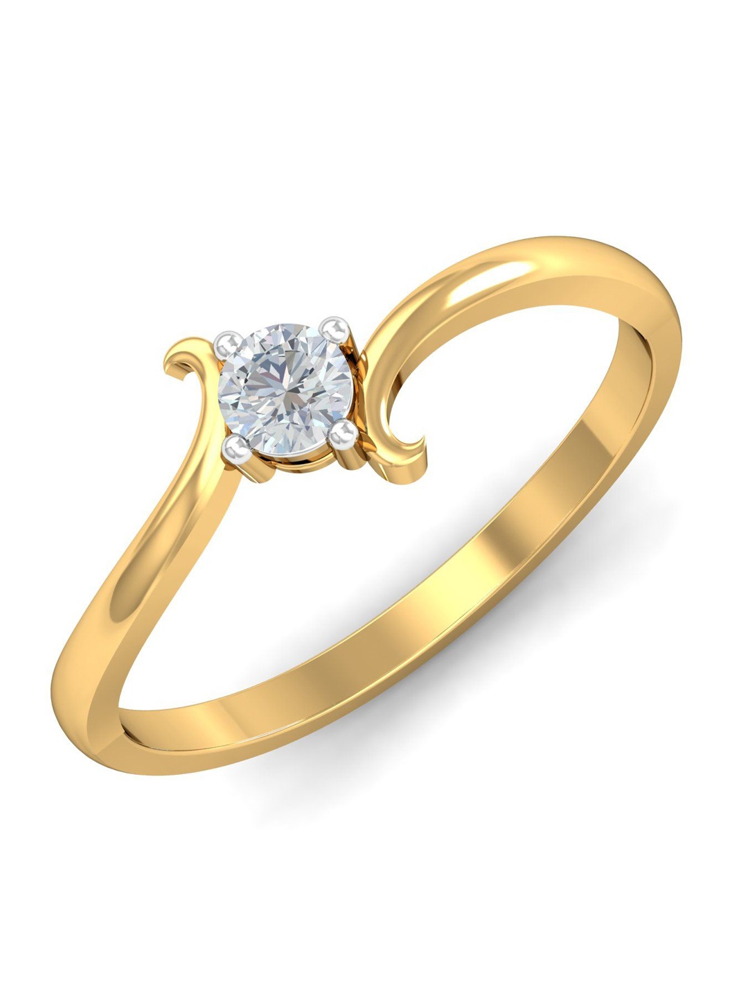 

KUBERBOX Arissa Solitaire 18KT Gold Diamond Studded Finger Ring- 1.8gm