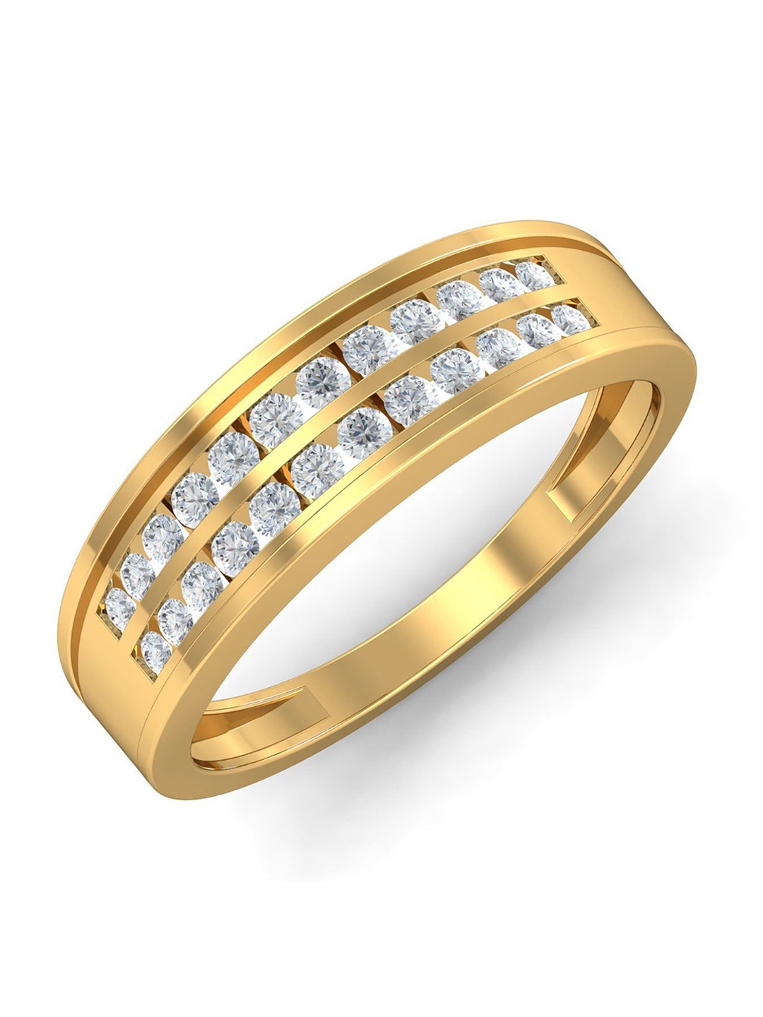 

KUBERBOX Royal Couple Band For Her 18KT Gold Diamond Studded Finger Ring- 3.42gm