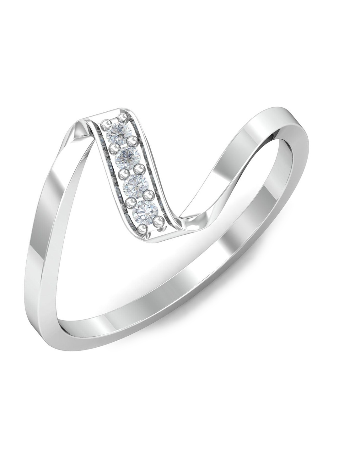 

KUBERBOX 18KT White Gold Diamond Studded Ring - 1.76gm, Silver