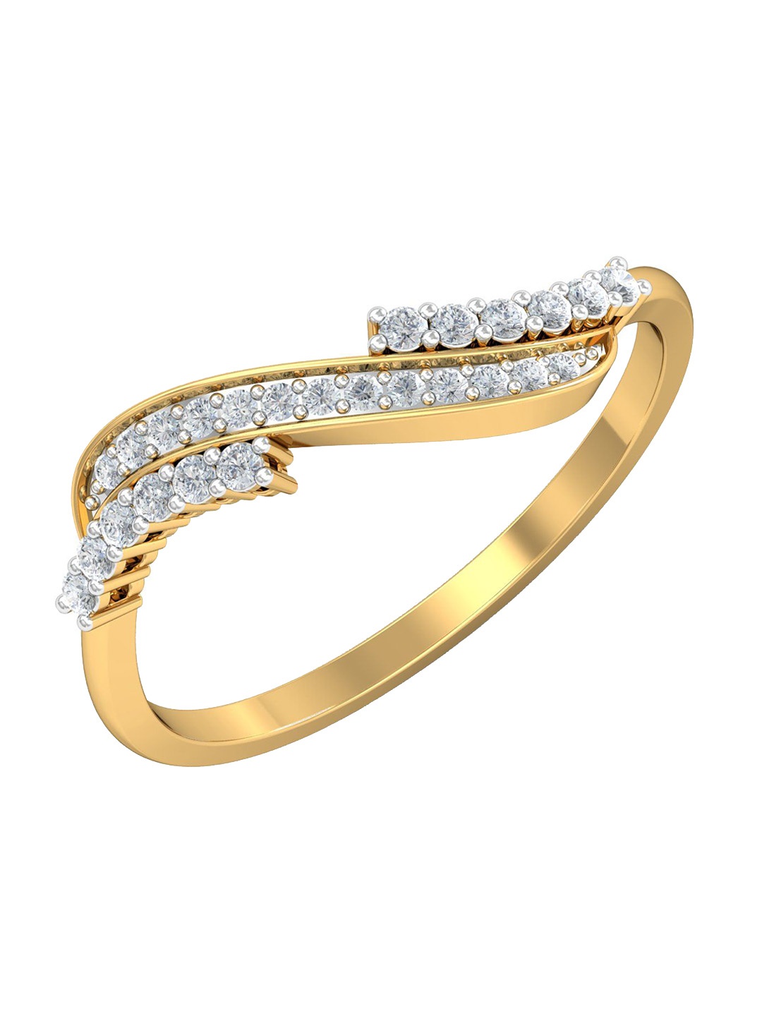 

KUBERBOX Glitter Wave 18KT Gold Diamond Studded Ring -1.89gm