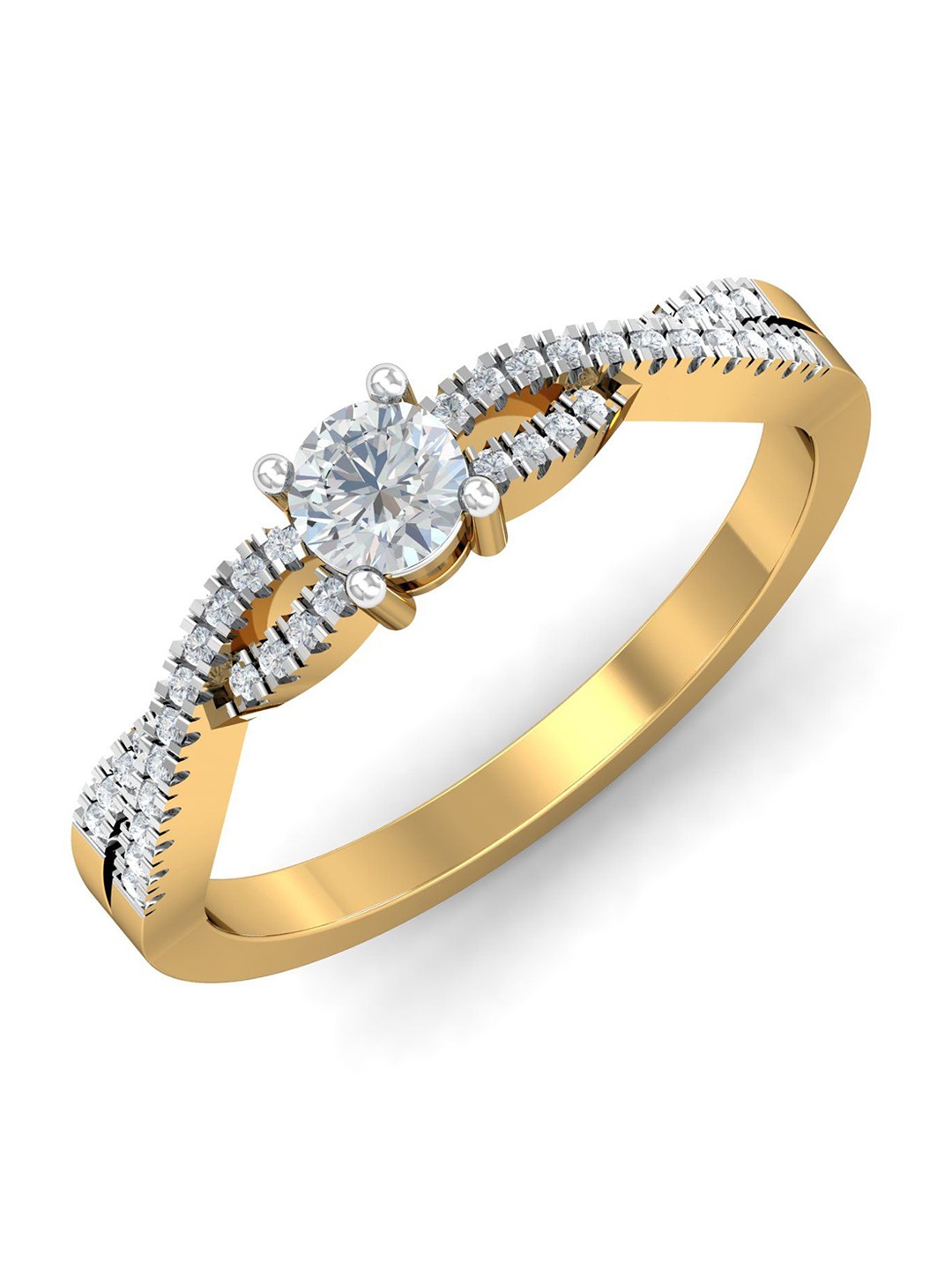 

KUBERBOX Aiza Solitaire 18KT Gold Diamond-Studded Ring-2.97 gm