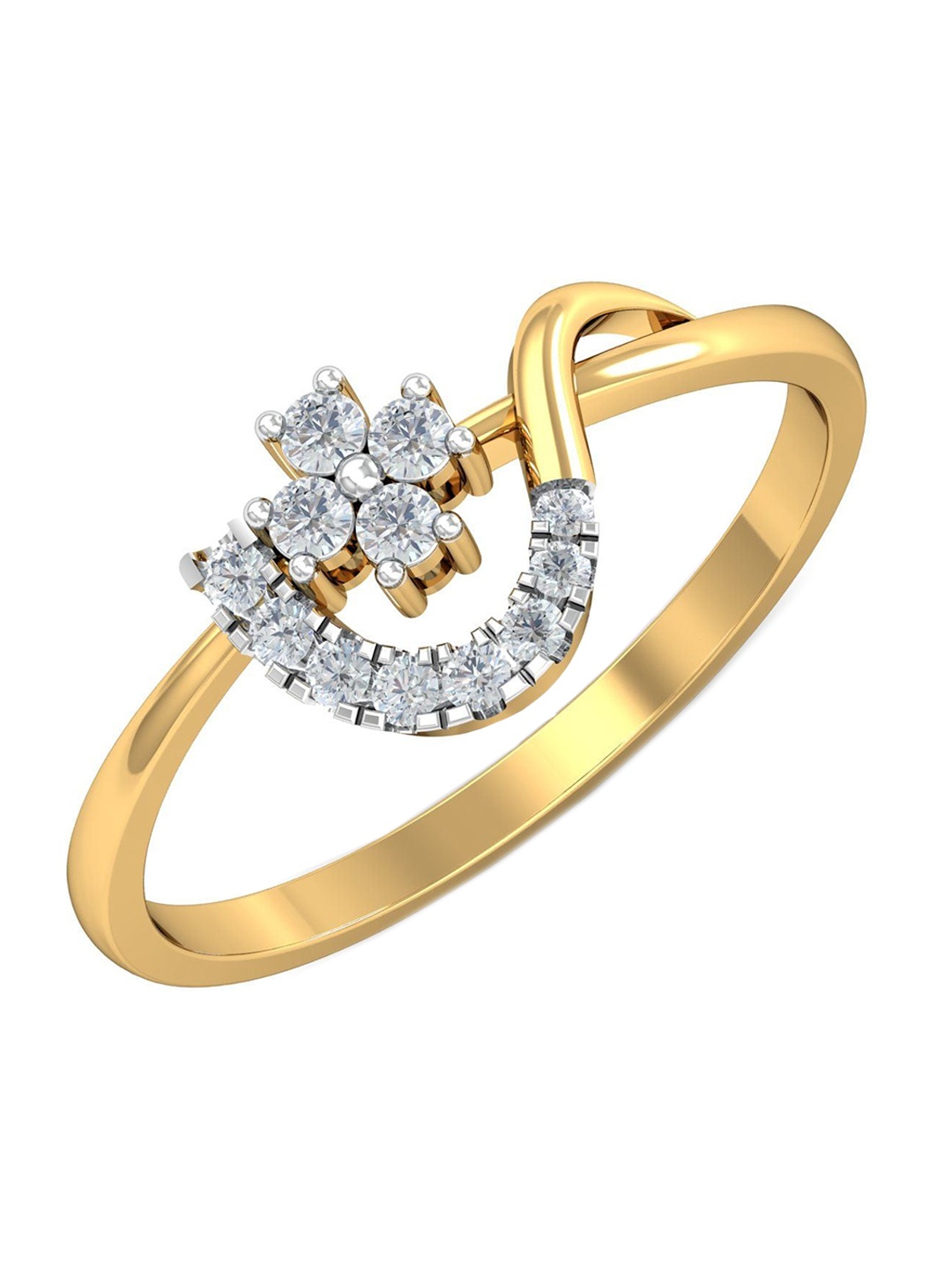 

KUBERBOX Elham Trendy 18KT Gold Diamond-Studded Ring- 1.8gm