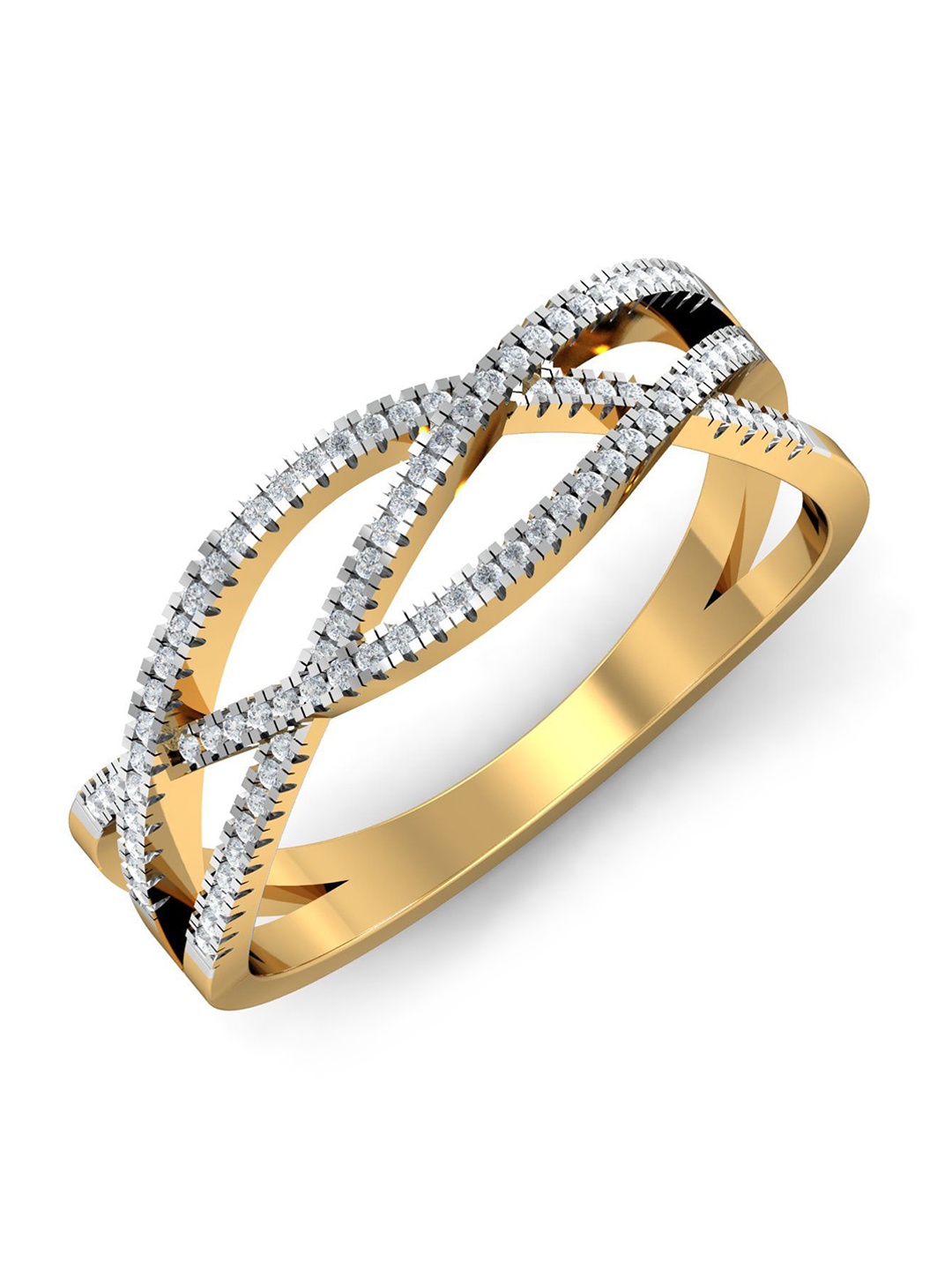 

KUBERBOX Dazzling Lines 18KT Gold Diamond -Studded Ring -2.7gm