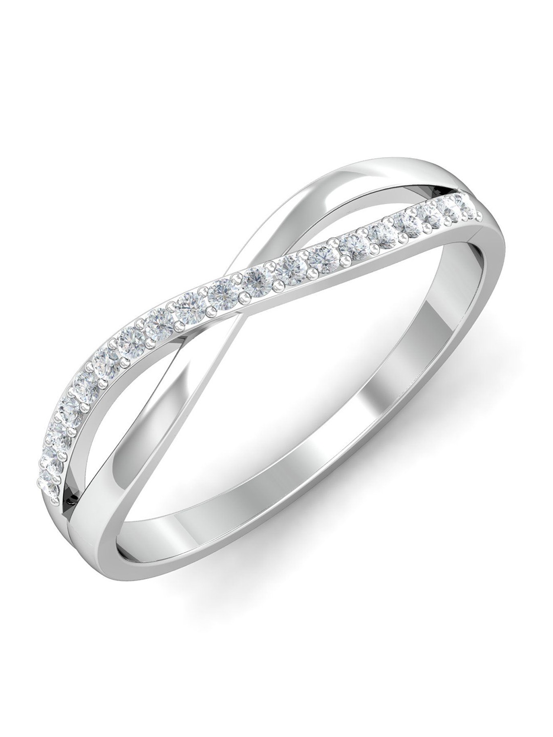 

KUBERBOX 18 KT White Gold Grace Inter-twined Ring Diamond - 2.25 gm, Silver