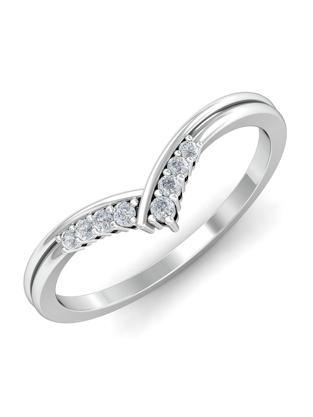 

KUBERBOX Arrowhead 18KT White Gold Diamond Studded Finger Ring-1.98gm, Silver