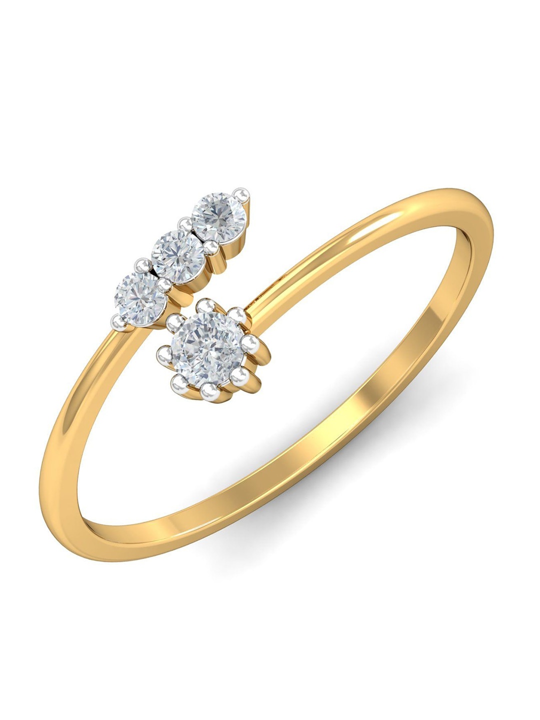 

KUBERBOX Traditional Twist Open 18KT Gold Diamond Studded Finger Ring-1.49gm