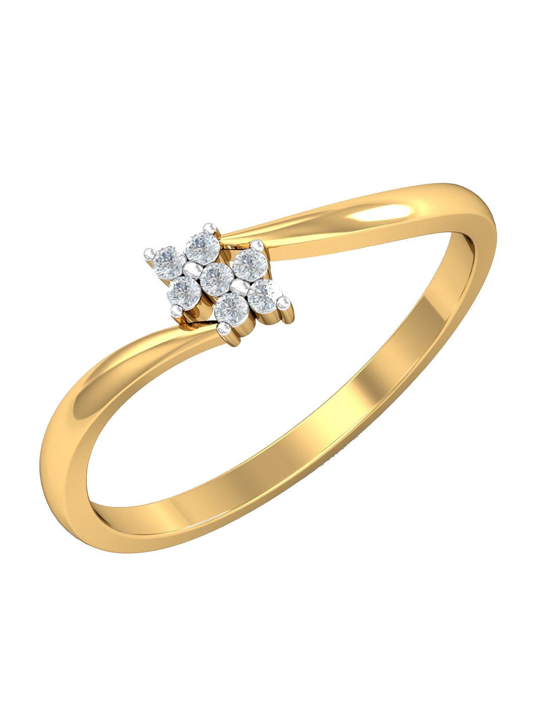 KUBERBOX Lucky Seven 18KT Gold Diamond Studded Finger Ring-1.71gm