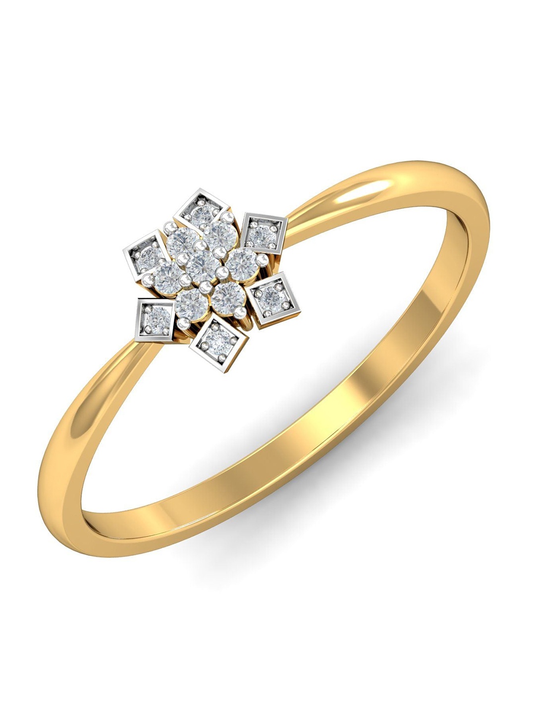 

KUBERBOX Sleek & Grand 18KT Gold Diamond Studded Finger Ring- 1.67gm