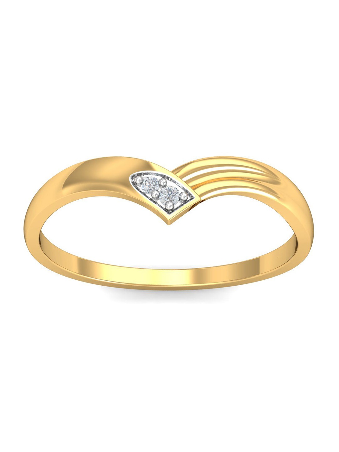 

KUBERBOX Veronica Shimmer 18KT Gold Diamond Studded Finger Ring-1.5gm