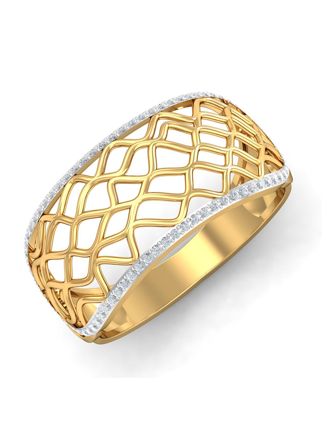 

KUBERBOX Wera Wavy 18KT Gold Diamond Studded Finger Ring-3.15gm