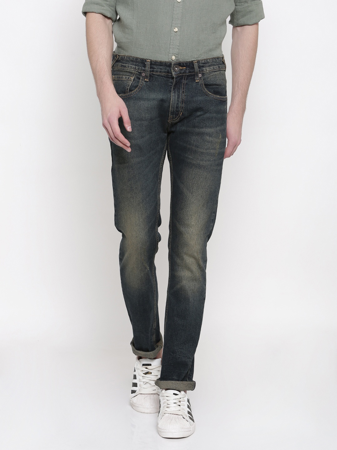 

Pepe Jeans Men Blue Vapour Slim Fit Low-Rise Mildly Distressed Stretchable Jeans