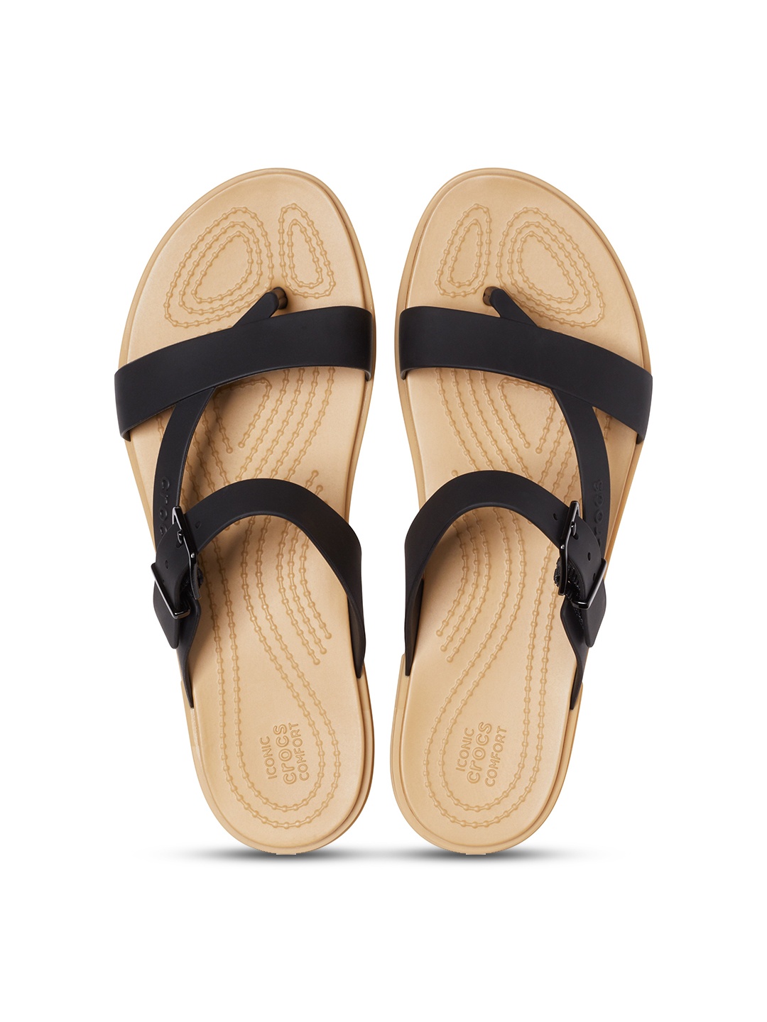 

Crocs Women Open Toe Flats with Buckles, Black