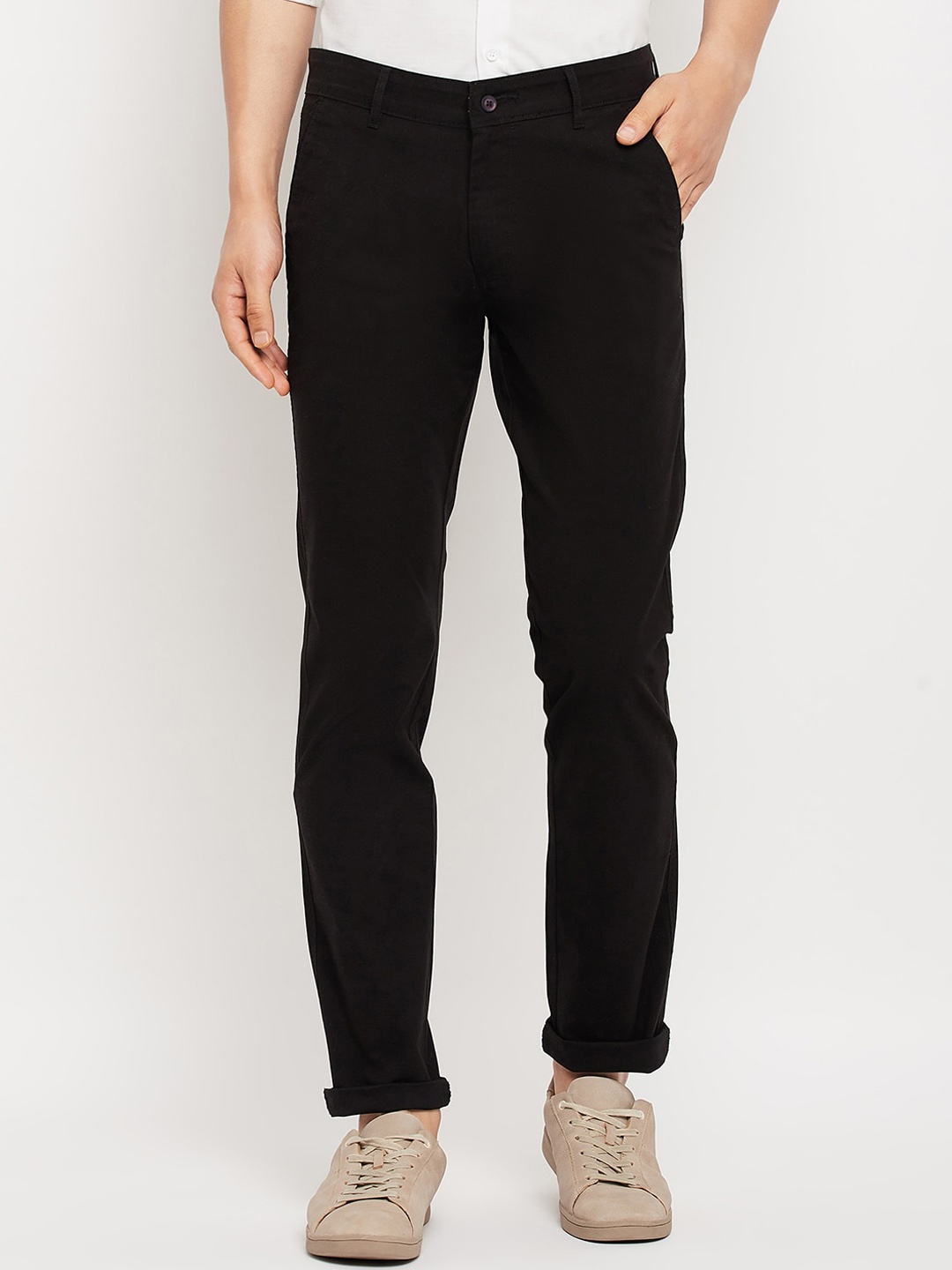 

Duke Men Slim Fit Chinos Trousers, Black