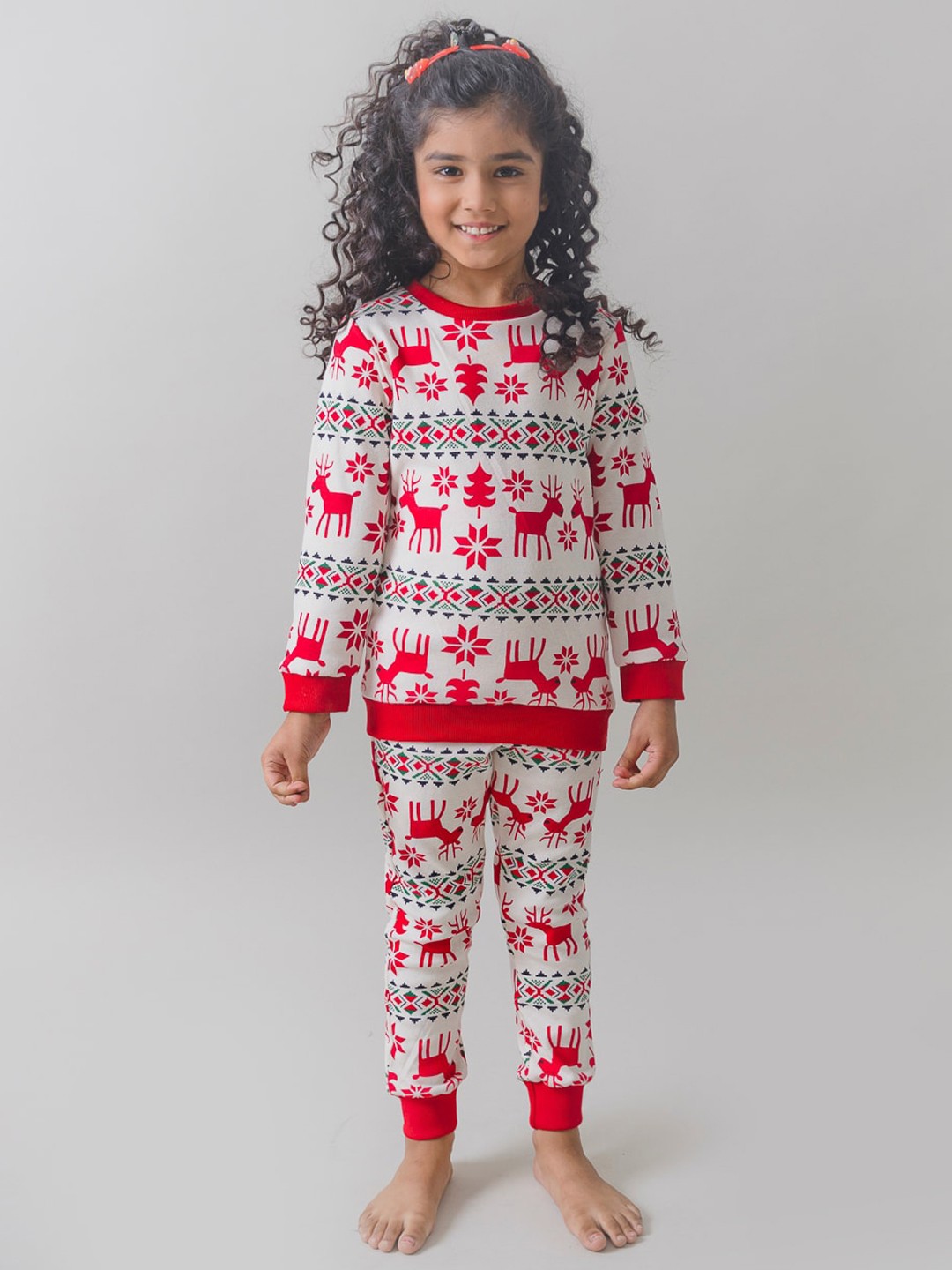 

Fairies Forever Girls Printed Pure Cotton Night suit, Red