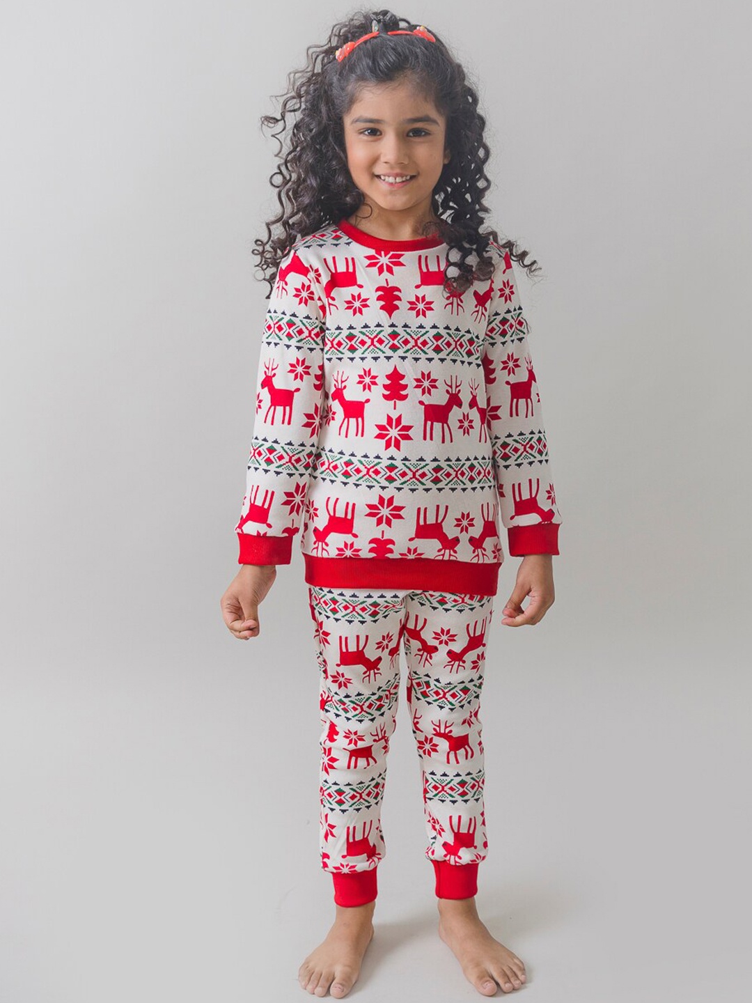 

Fairies Forever Girls Printed Pure Cotton Night suit, Red