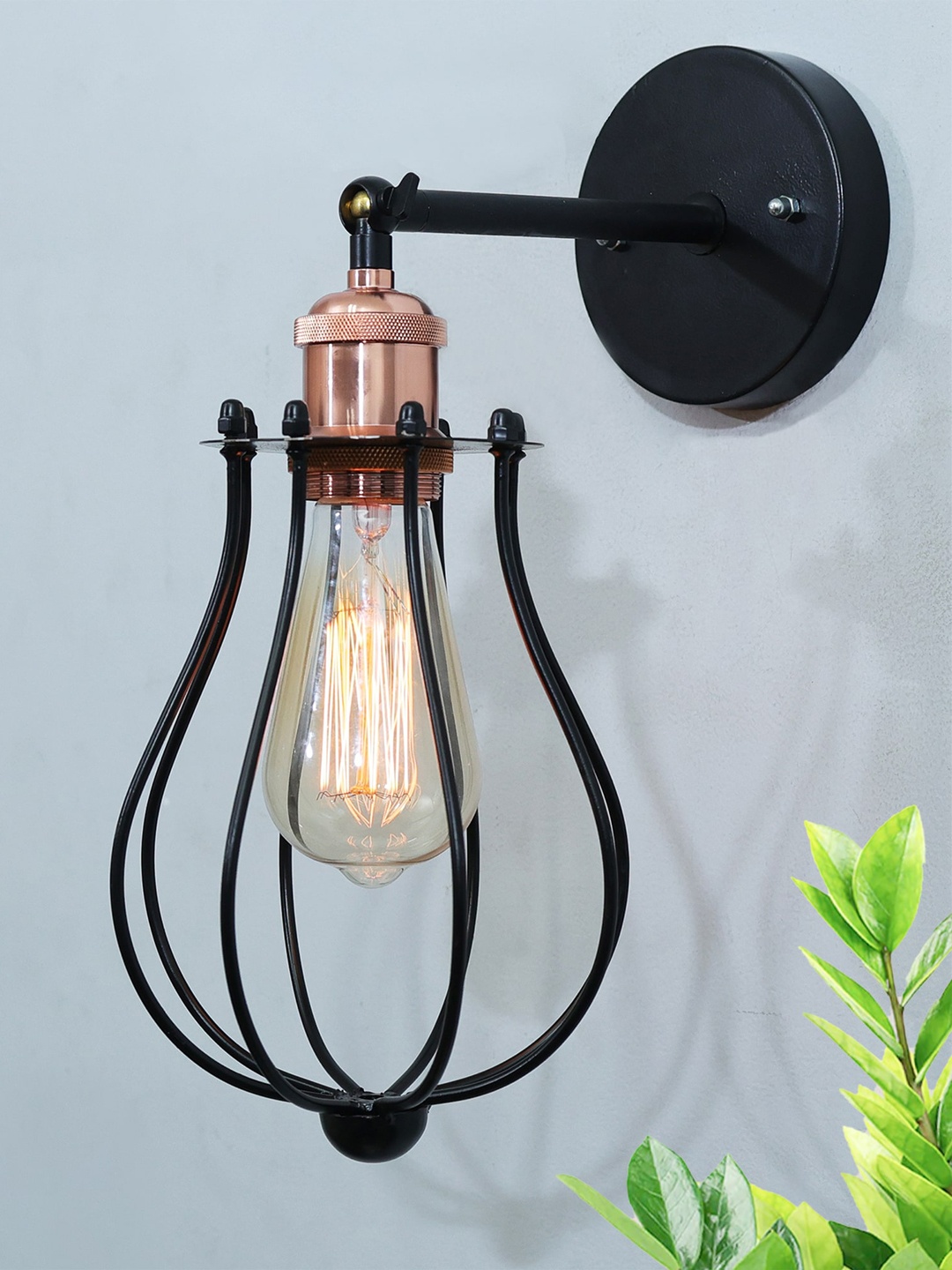 

Homesake Black Textured Wall Lamp, Rose gold