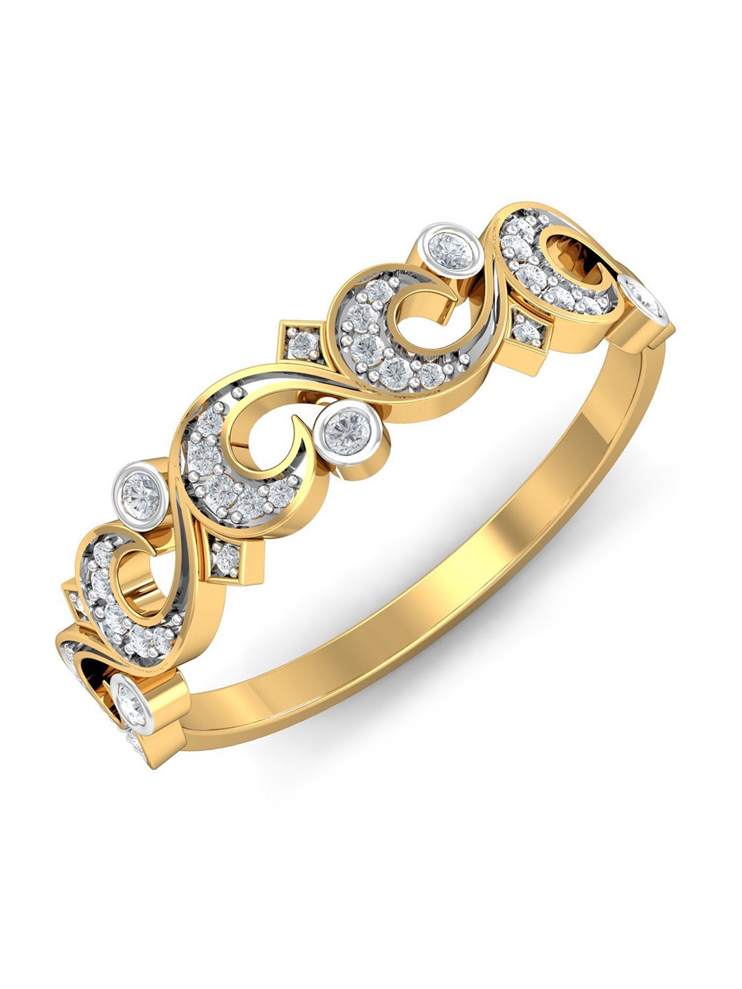 

KUBERBOX Fiona Fancy 18KT Gold Diamond Studded Finger Ring- 2.16gm