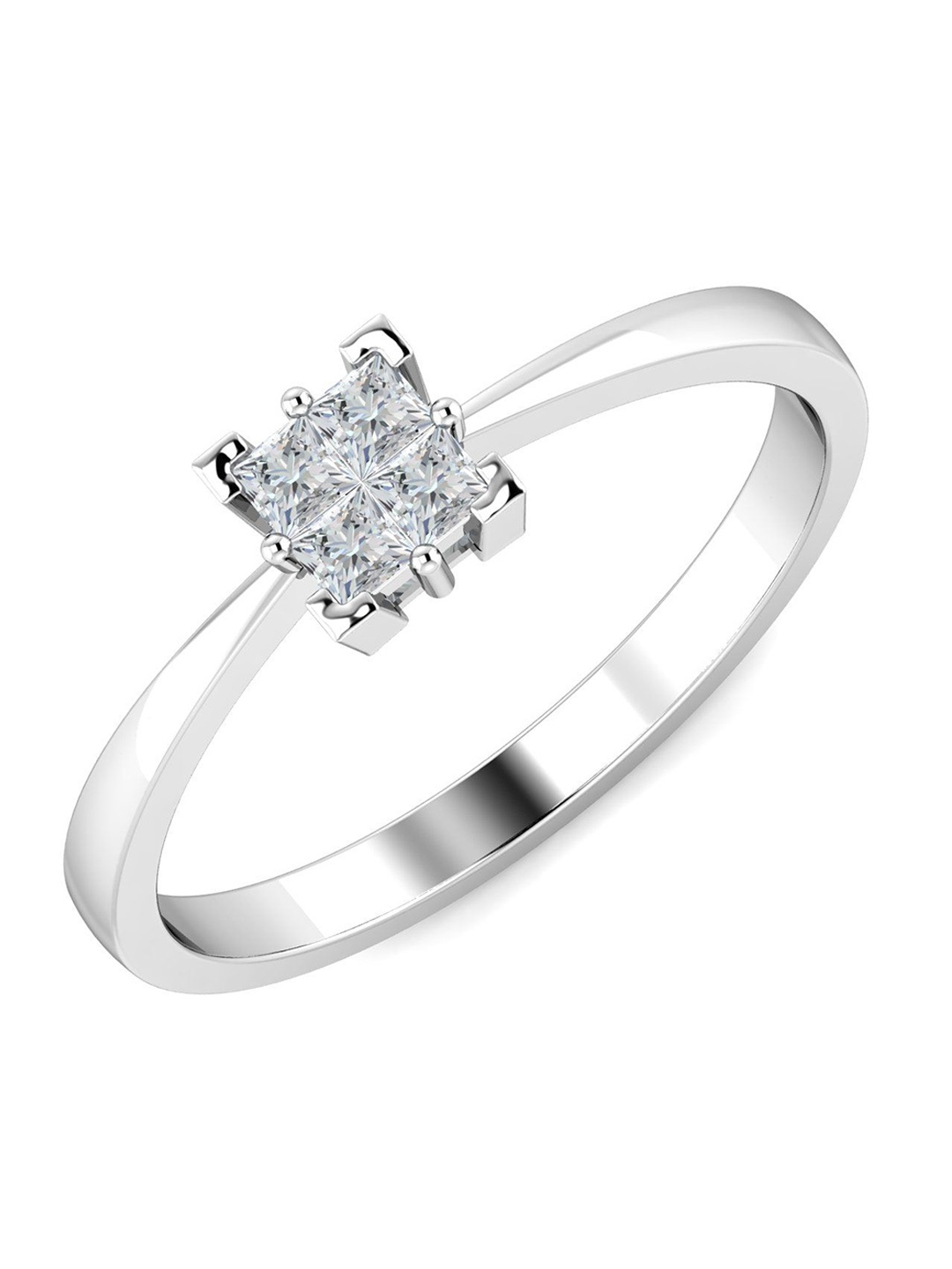 KUBERBOX Dolly Solitaire 18KT White Gold Diamond-Studded Ring- 2.26gm, Silver