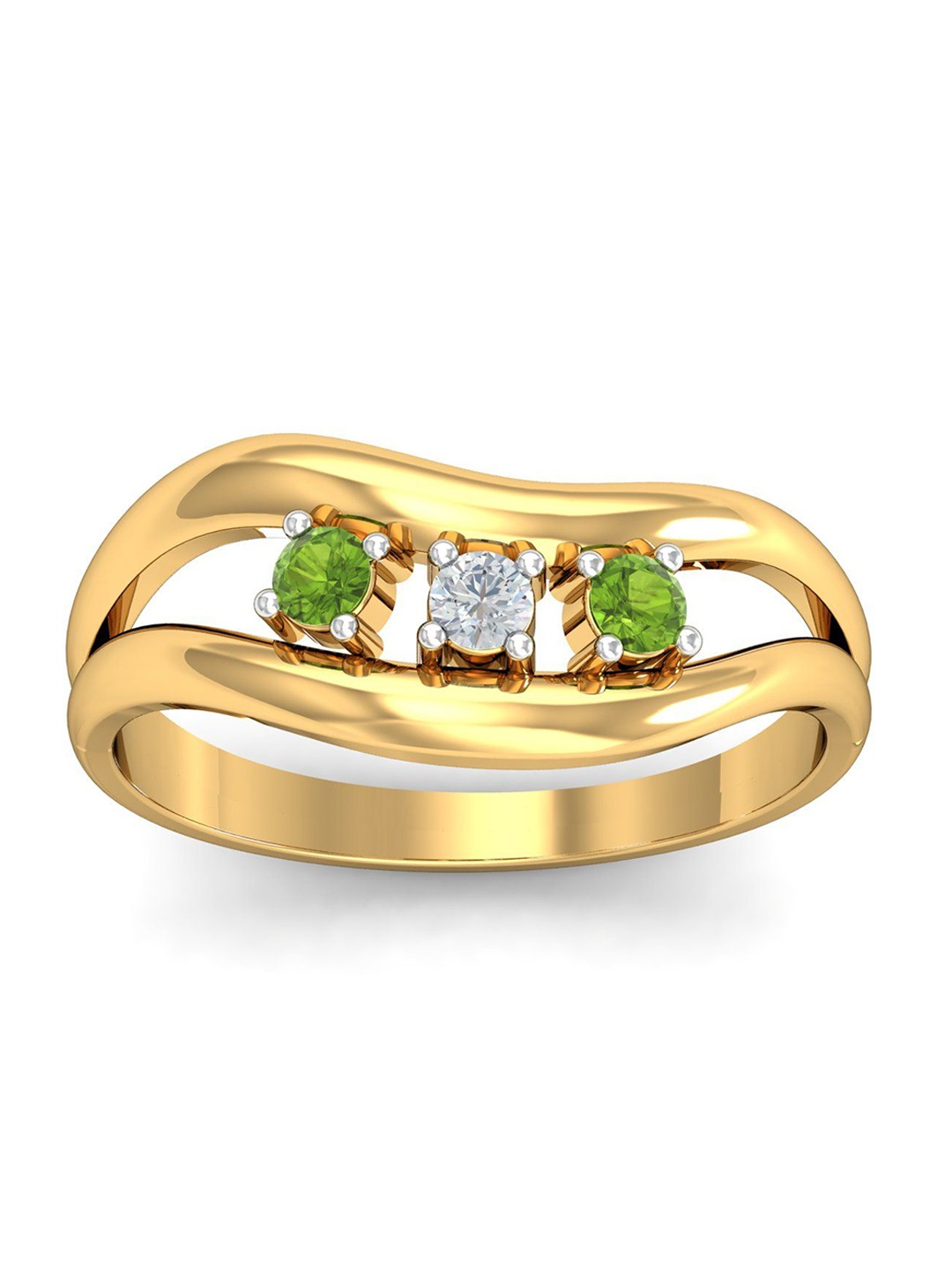 

KUBERBOX Meher 18KT Gold Diamond-Studded Peridot Ring-3.08 gm