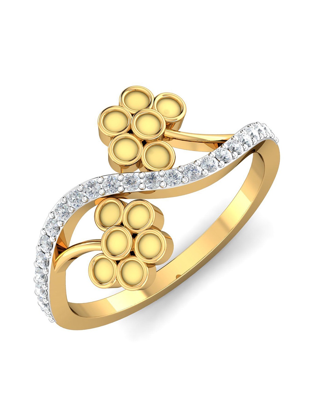 KUBERBOX Bloom 18KT Gold Diamond-Studded Ring- 3.23gm