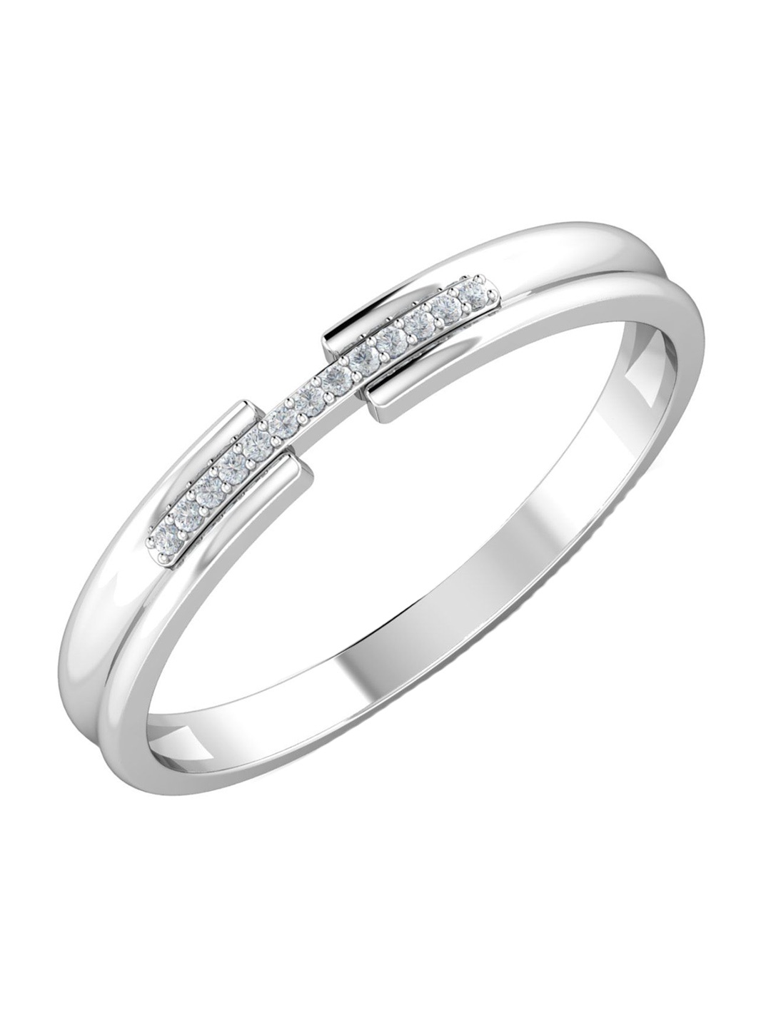 

KUBERBOX Yeter 18KT White Gold Diamond-Studded Couple Band Ring-1.64 gm