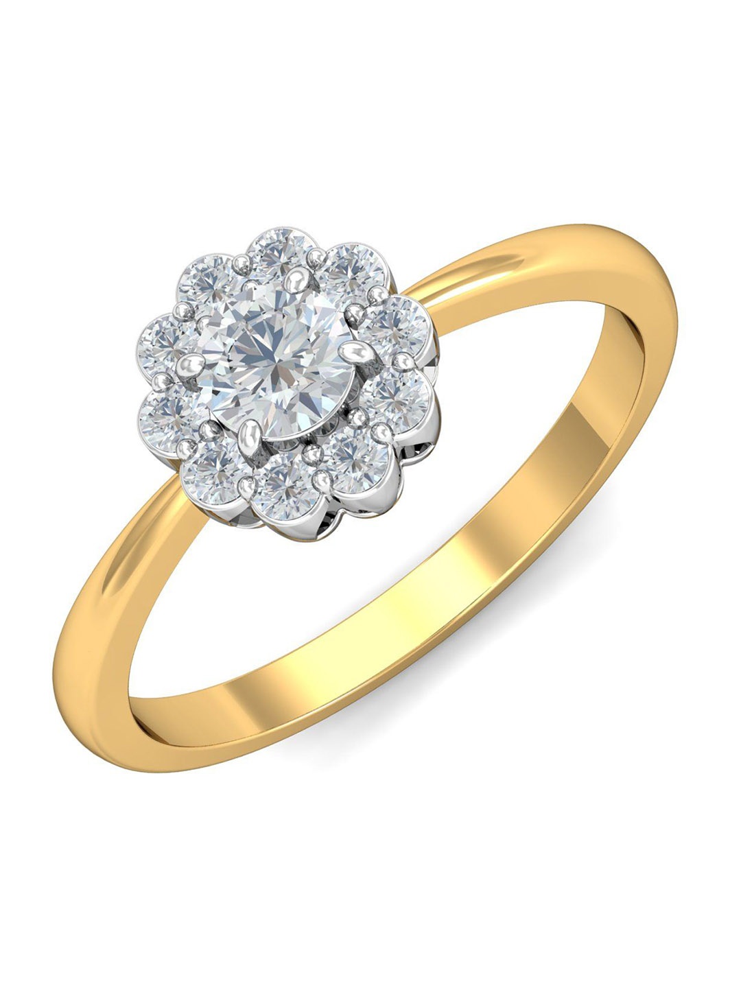 

KUBERBOX Floral Solitaire 18KT Gold Diamond-Studded Ring- 2.9gm
