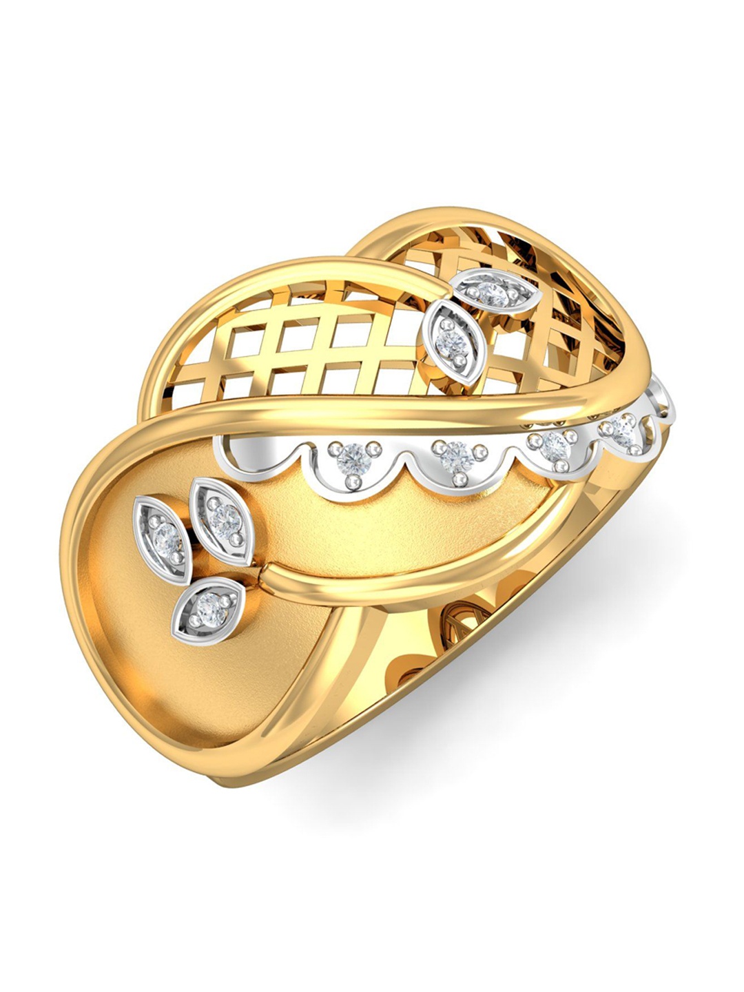 

KUBERBOX Elspeth 18KT Gold Diamond Studded Finger Ring-5.72gm