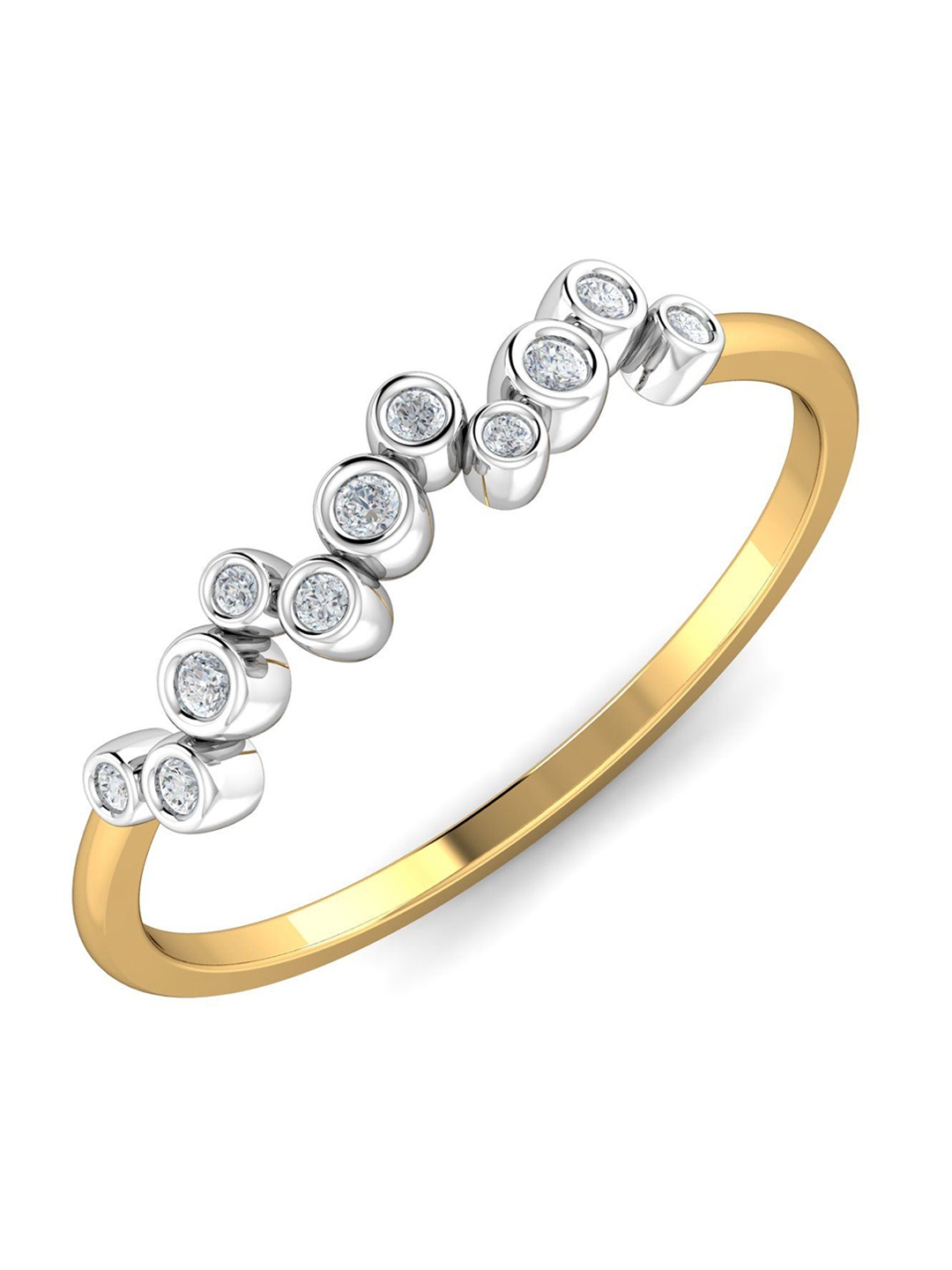 

KUBERBOX Corin Dots 18KT Gold Diamond-Studded Ring-1.44 gm