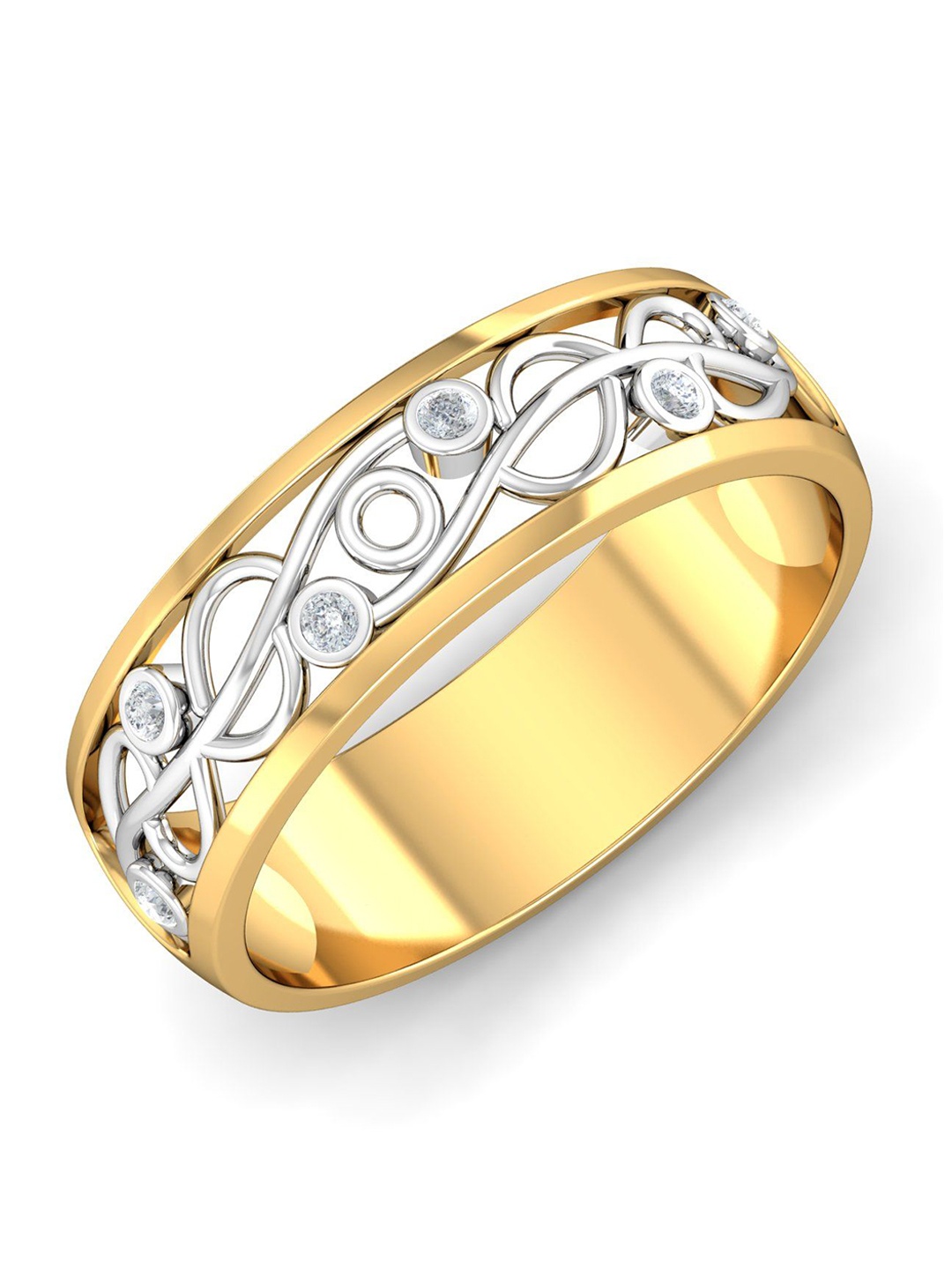 

KUBERBOX Cicely Filigree 18KT Gold Diamond Studded Finger Ring-3.7gm