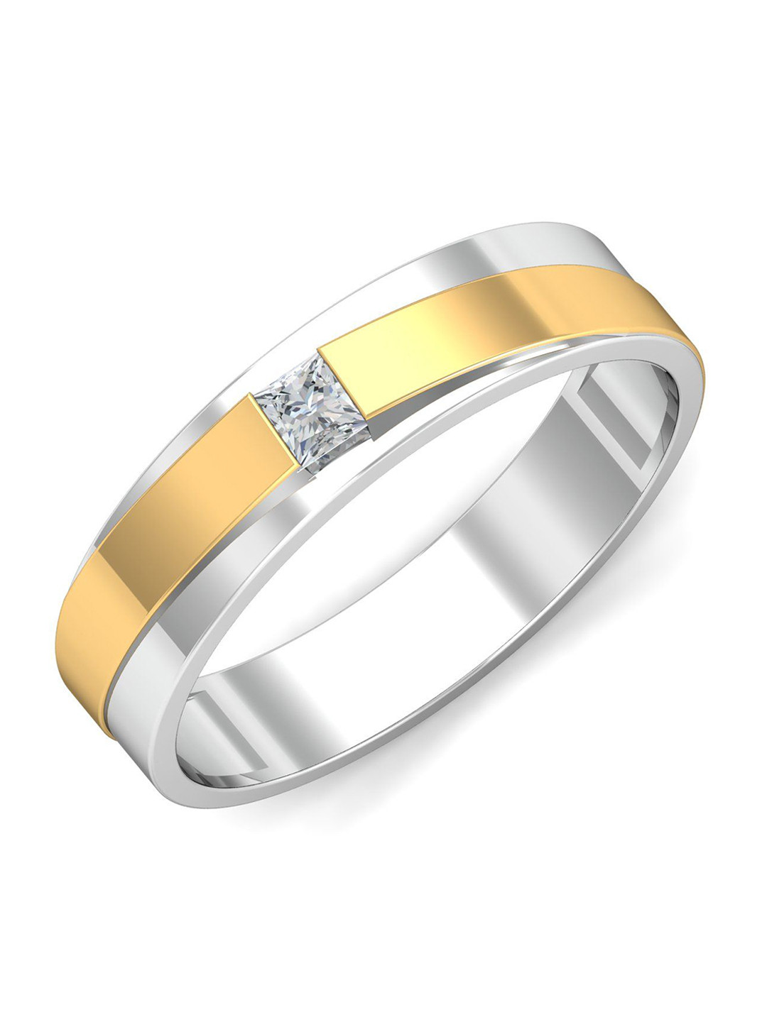 

KUBERBOX 18KT Gold Diamond-Studded Solitaire Band Ring-3.61gm