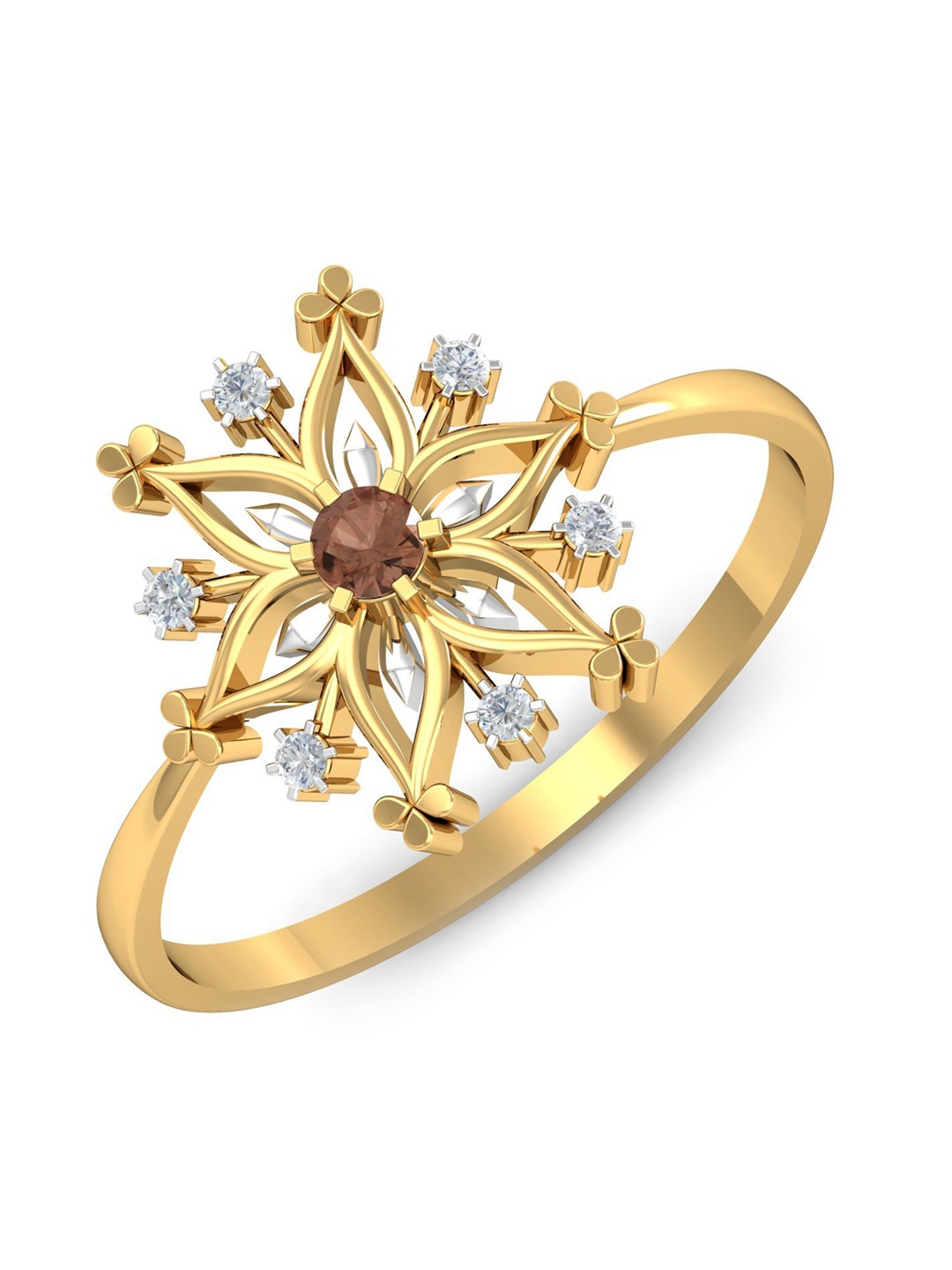 

KUBERBOX Shay Citrine 18KT Gold Diamond-Studdded & Citrine Ring -2.02 gm