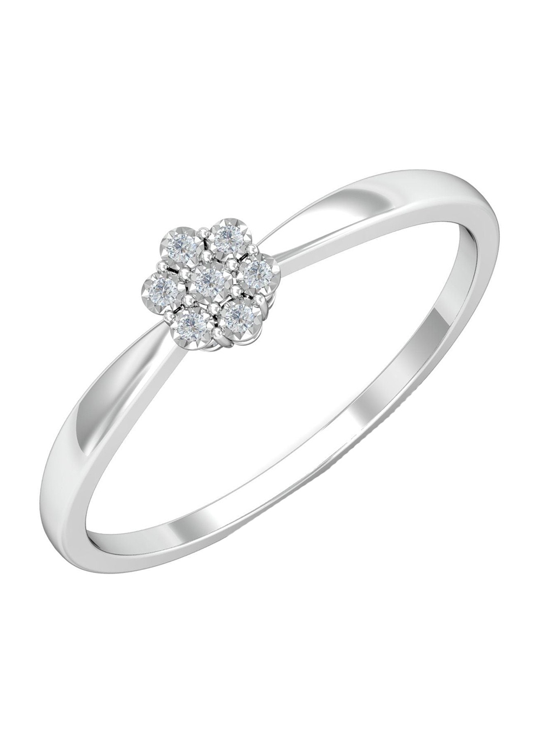 

KUBERBOX Fruma 18KT White Gold Diamond-Studded Ring-1.35gm, Silver