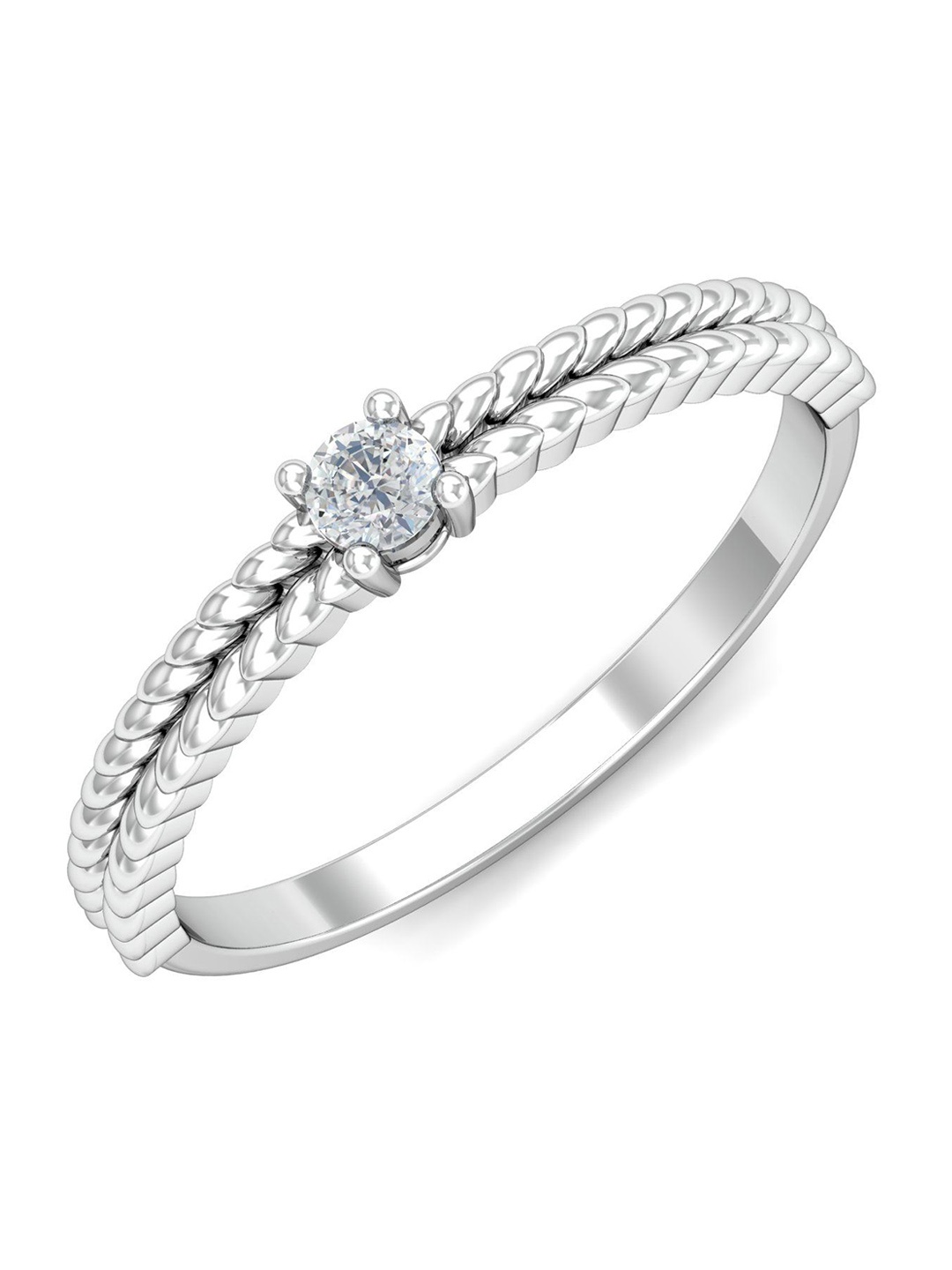 

KUBERBOX Keila Solitaire 18KT Gold Diamond Studded Finger Ring-1.93gm, Silver
