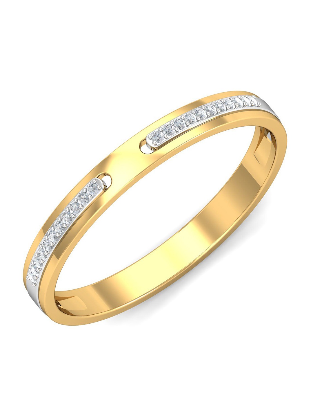 

KUBERBOX Hinda Band 18KT Gold Diamond-Studded Ring-1.48 gm