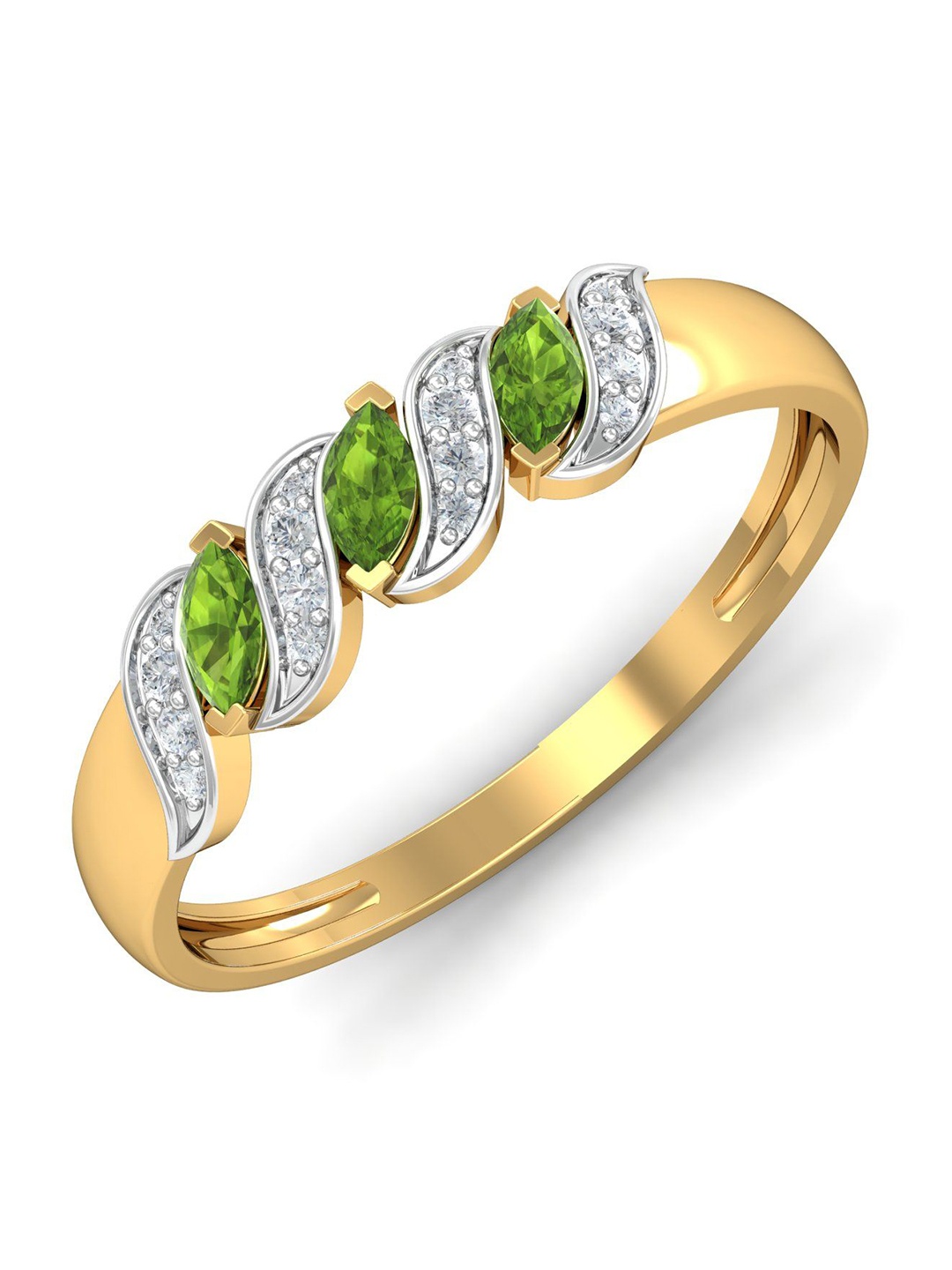 

KUBERBOX Ginny 18KT Gold Diamond-Studded & Peridot Ring -1.94gm