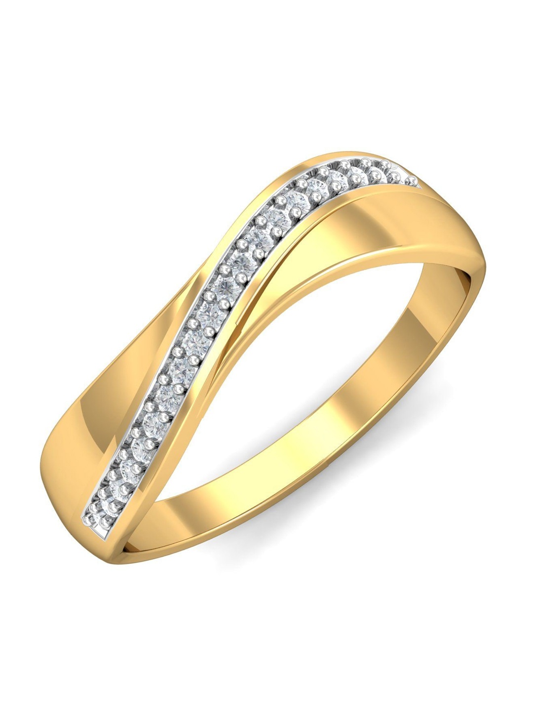 KUBERBOX El-classico 18KT Gold Diamond Studded Ring- 2.99gm