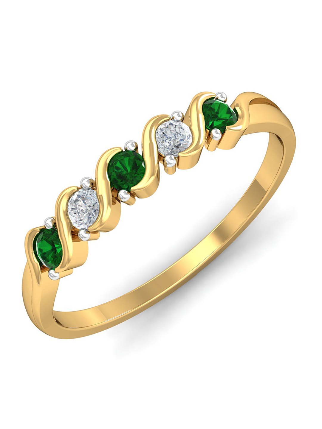 

KUBERBOX Aley 18KT Gold Diamond-Studded & Emerald Ring - 2.16gm